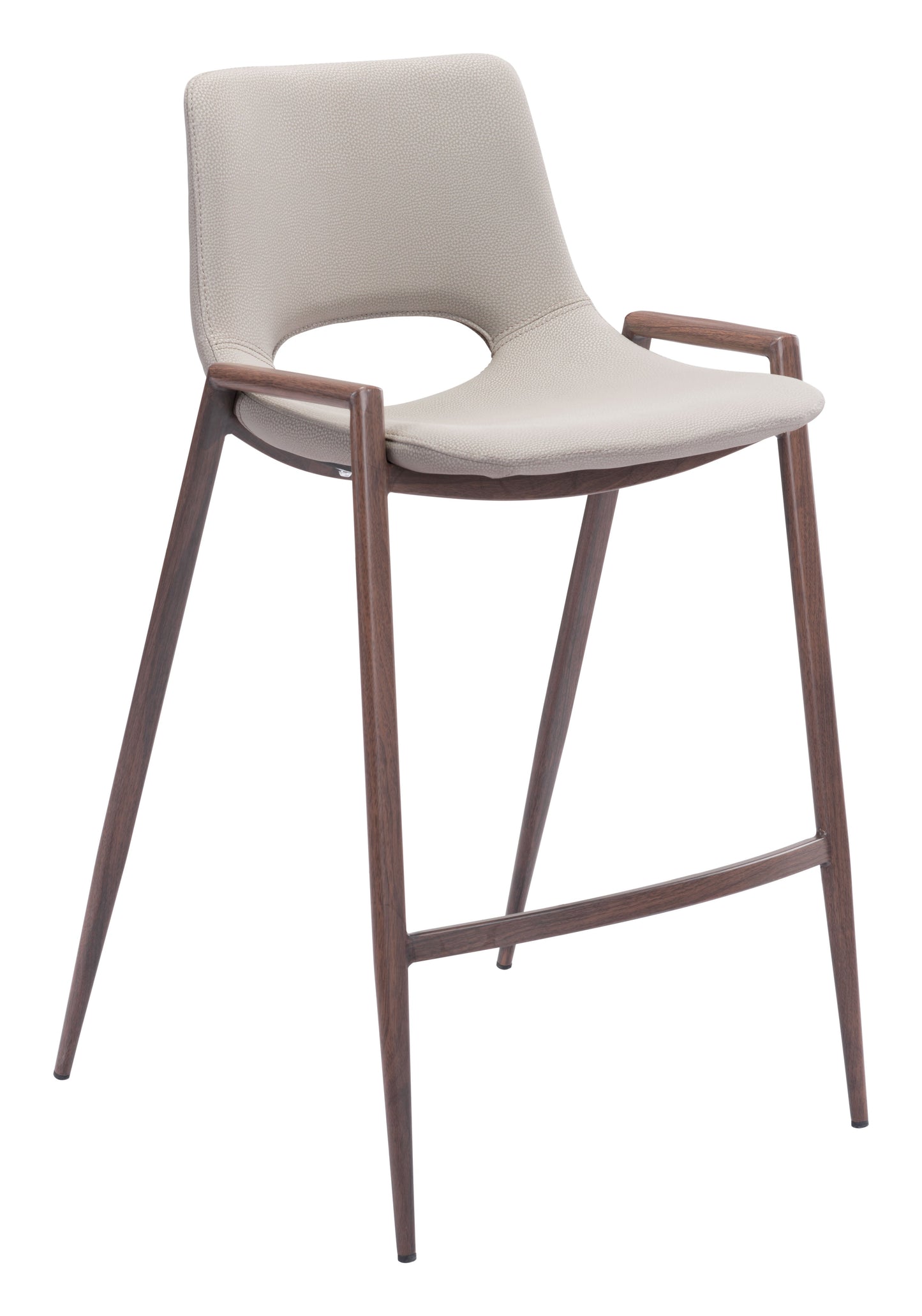 Desi Beige & Walnut Counter Stool (Set of 2) - Ornate Home