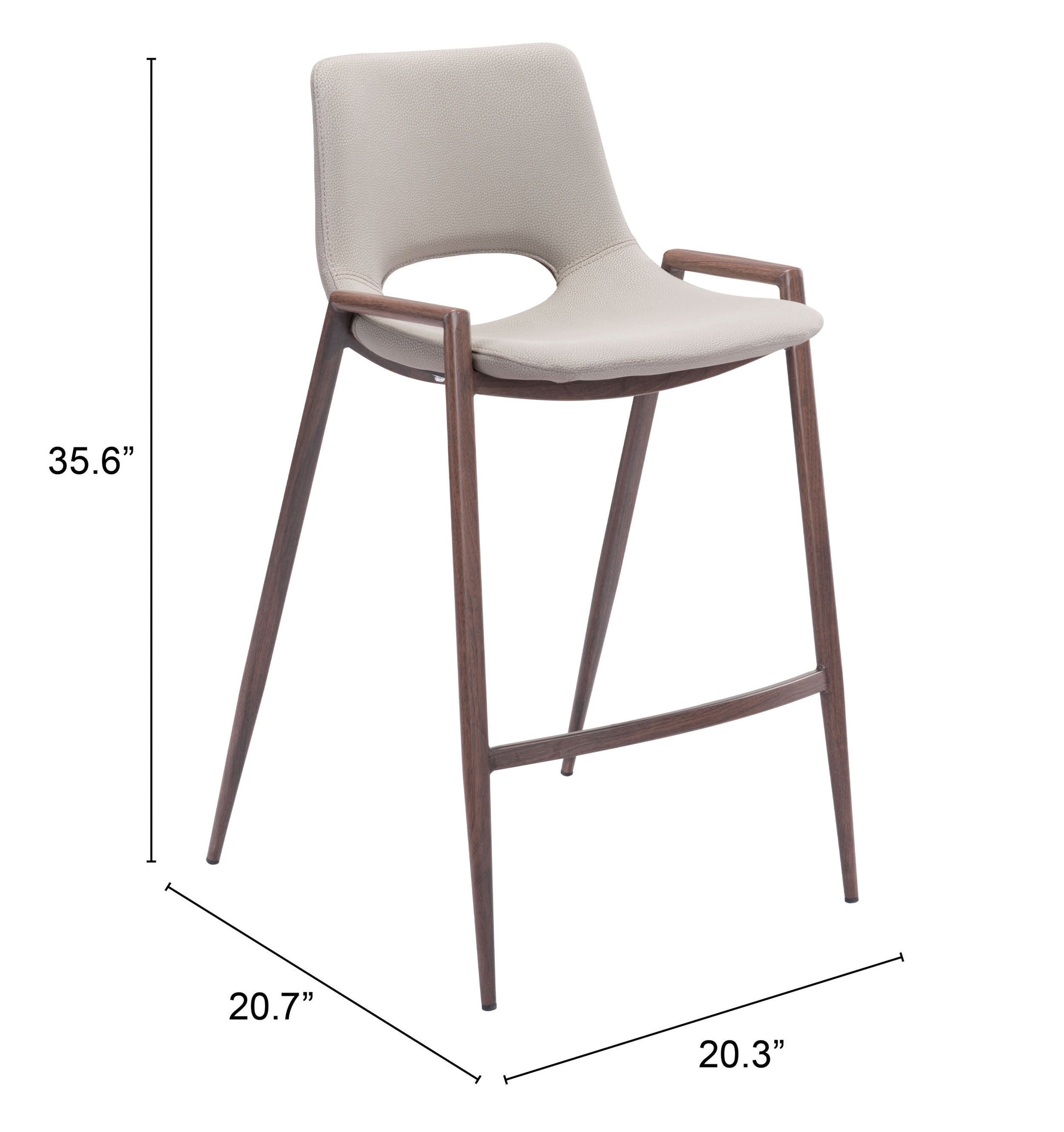 Desi Beige & Walnut Counter Stool (Set of 2) - Ornate Home