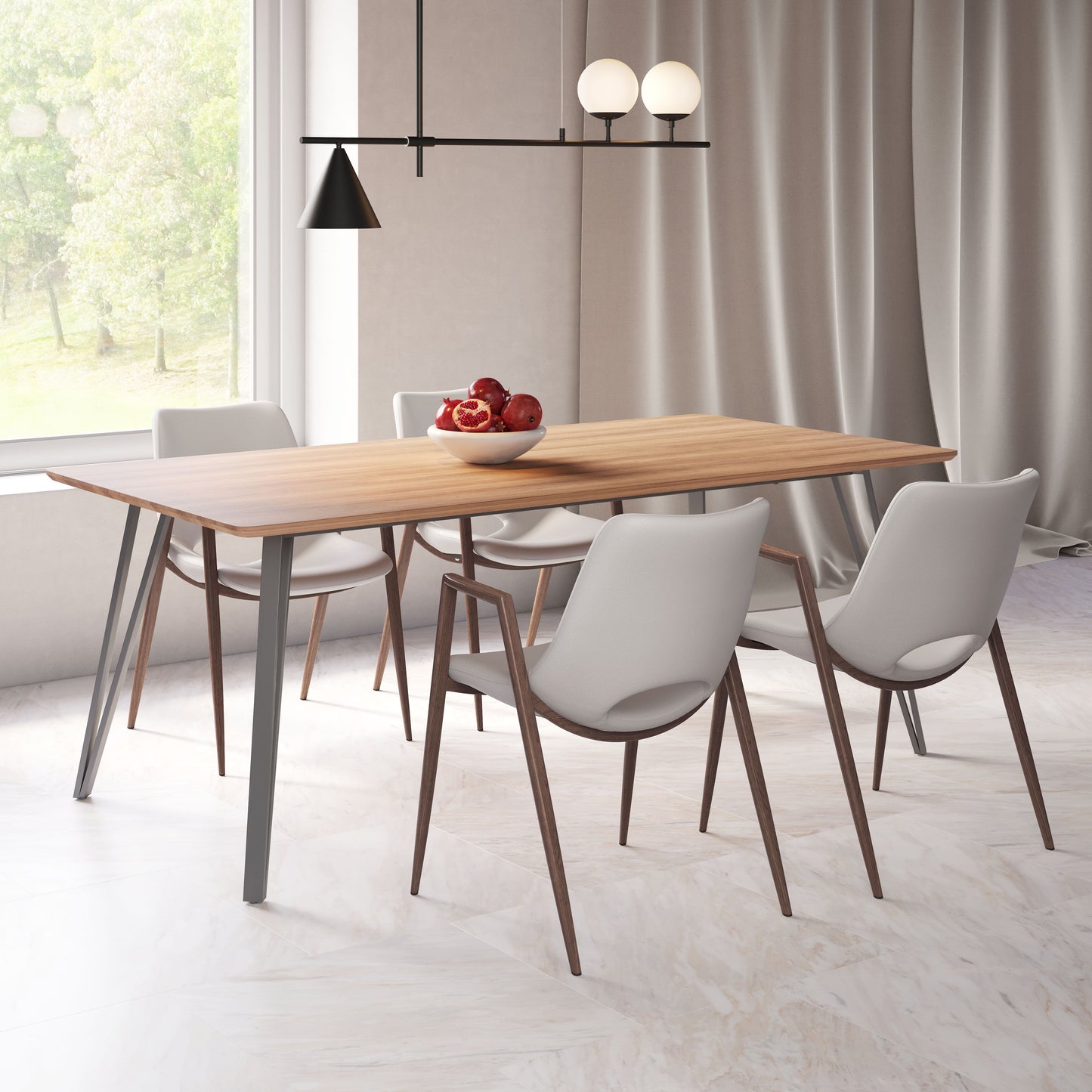 Desi Beige & Walnut Dining Chair (Set of 2) - Ornate Home