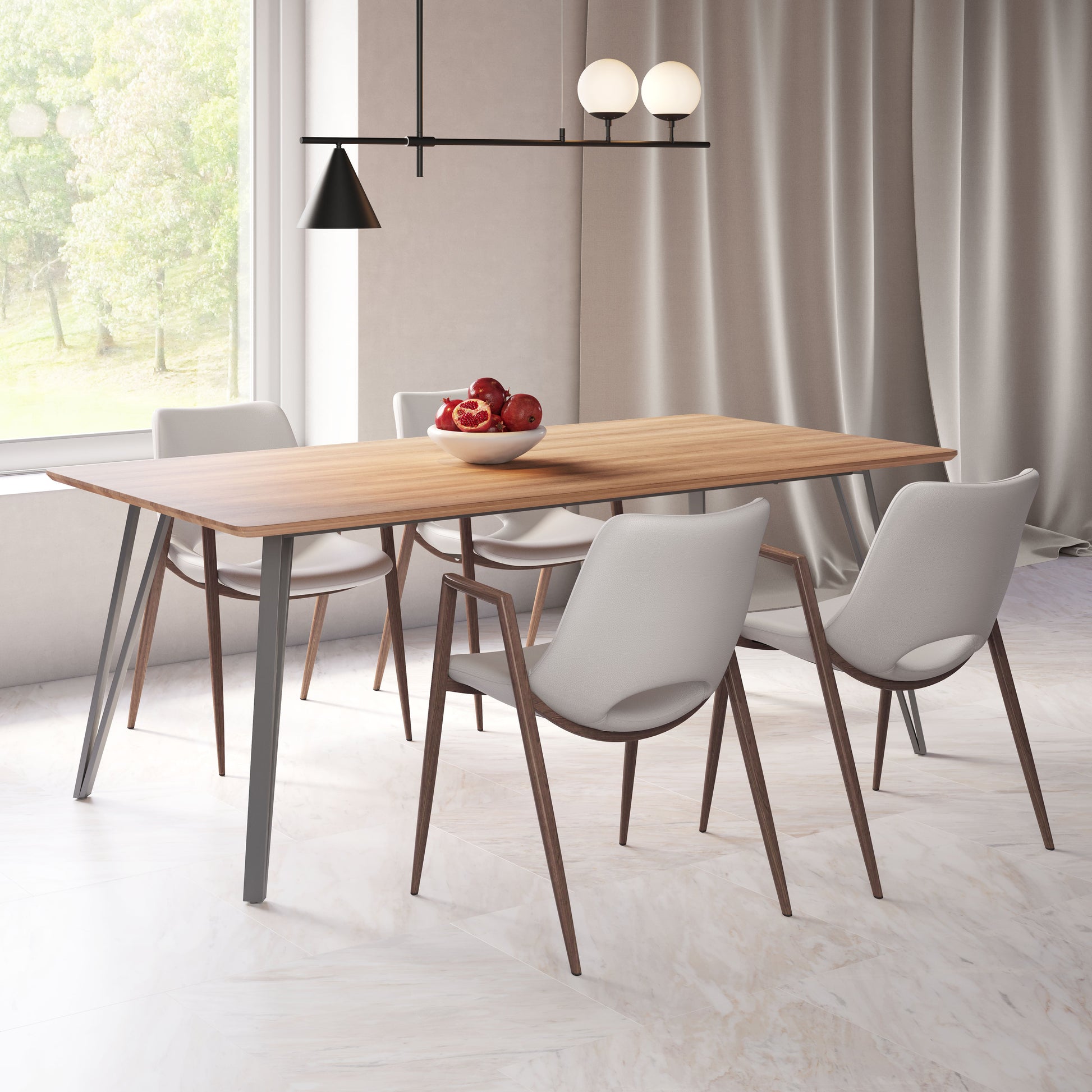 Desi Beige & Walnut Dining Chair (Set of 2) - Ornate Home