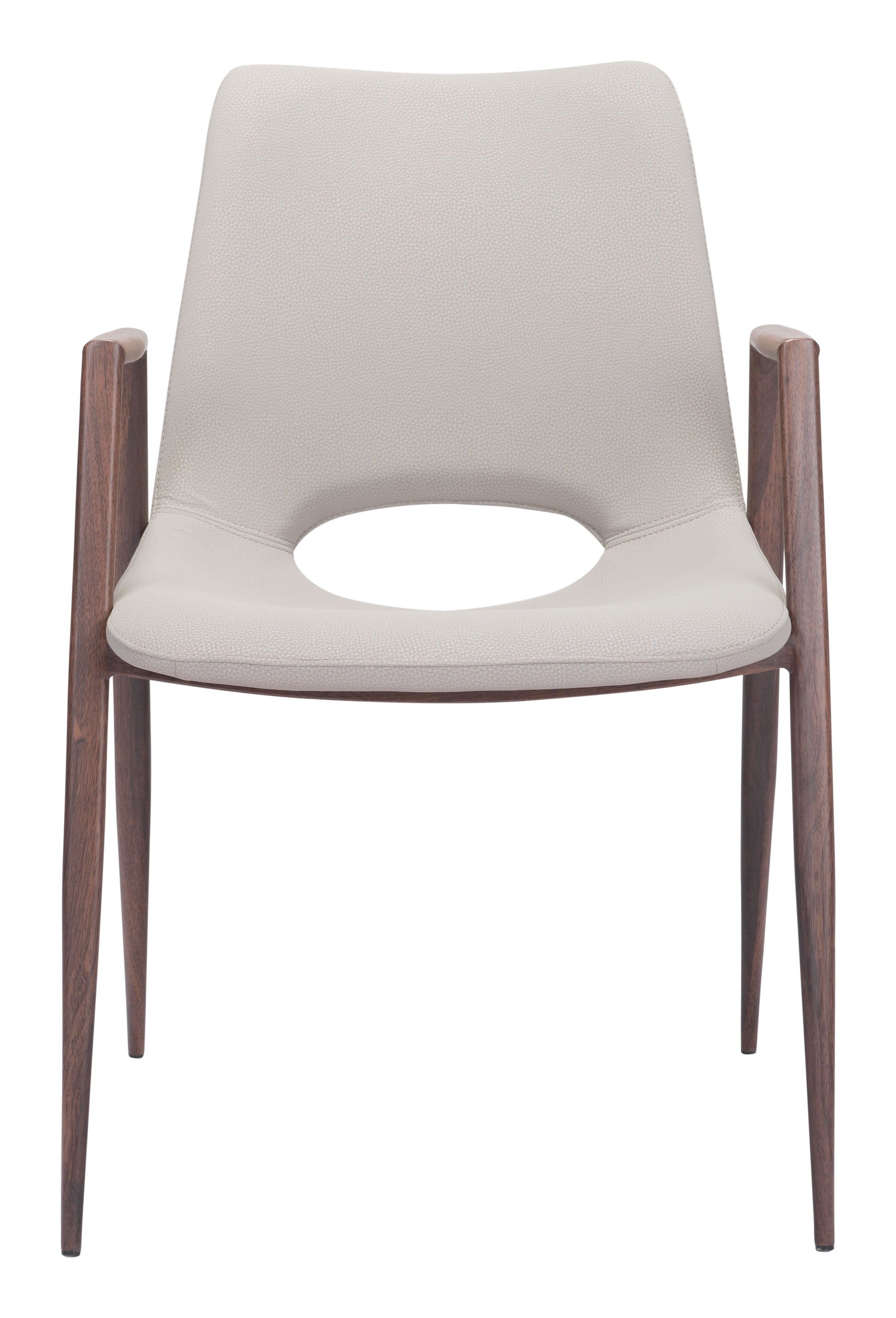 Desi Beige & Walnut Dining Chair (Set of 2) - Ornate Home