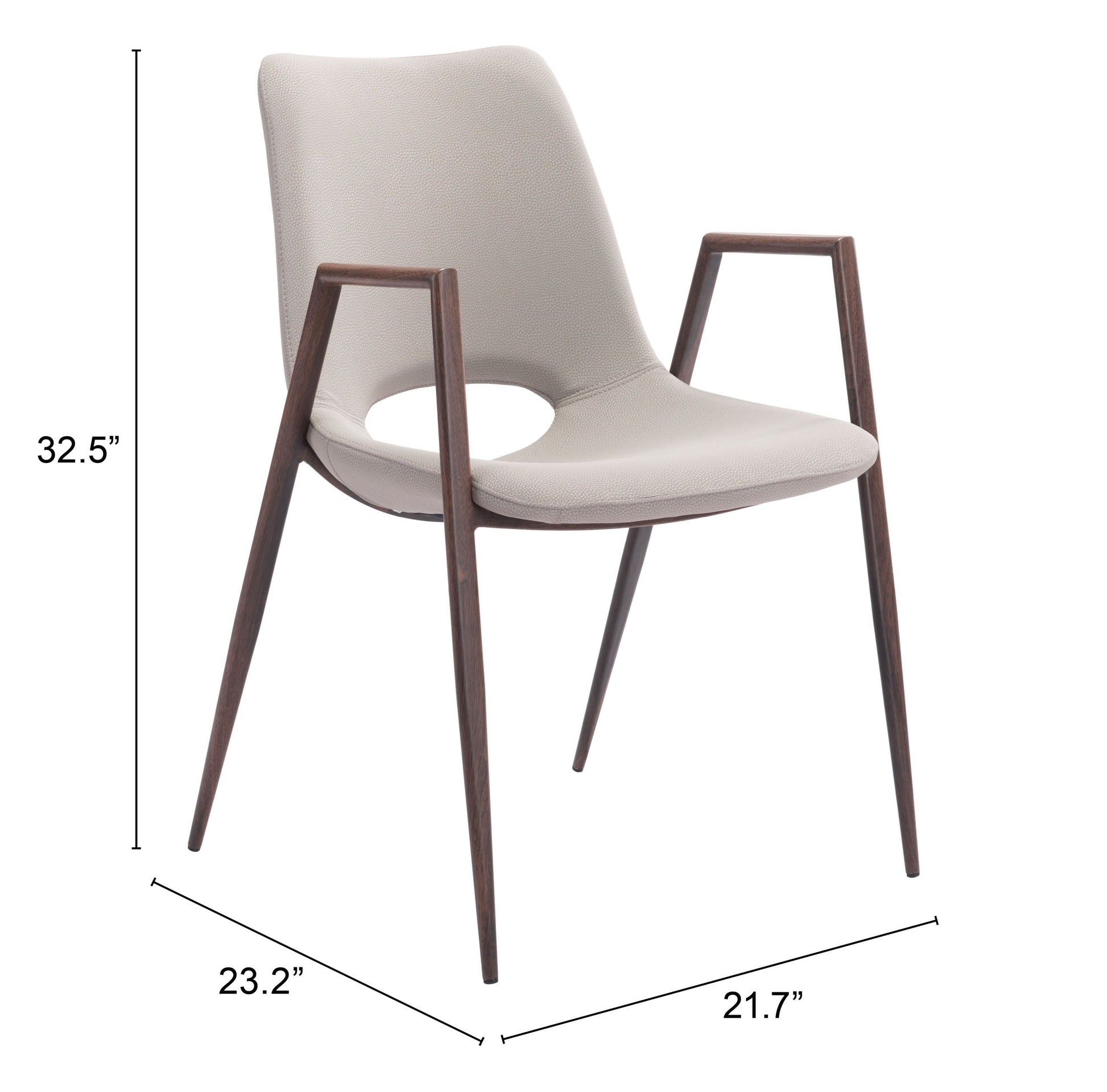 Desi Beige & Walnut Dining Chair (Set of 2) - Ornate Home