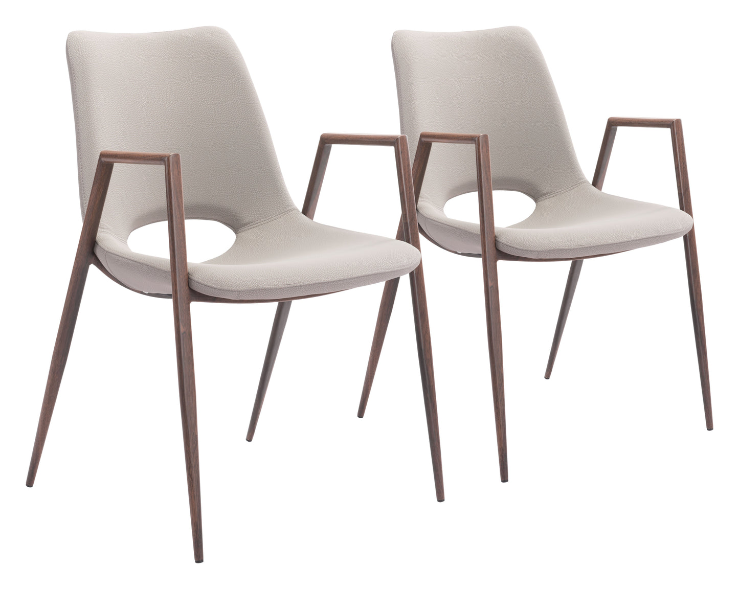 Desi Beige & Walnut Dining Chair (Set of 2) - Ornate Home