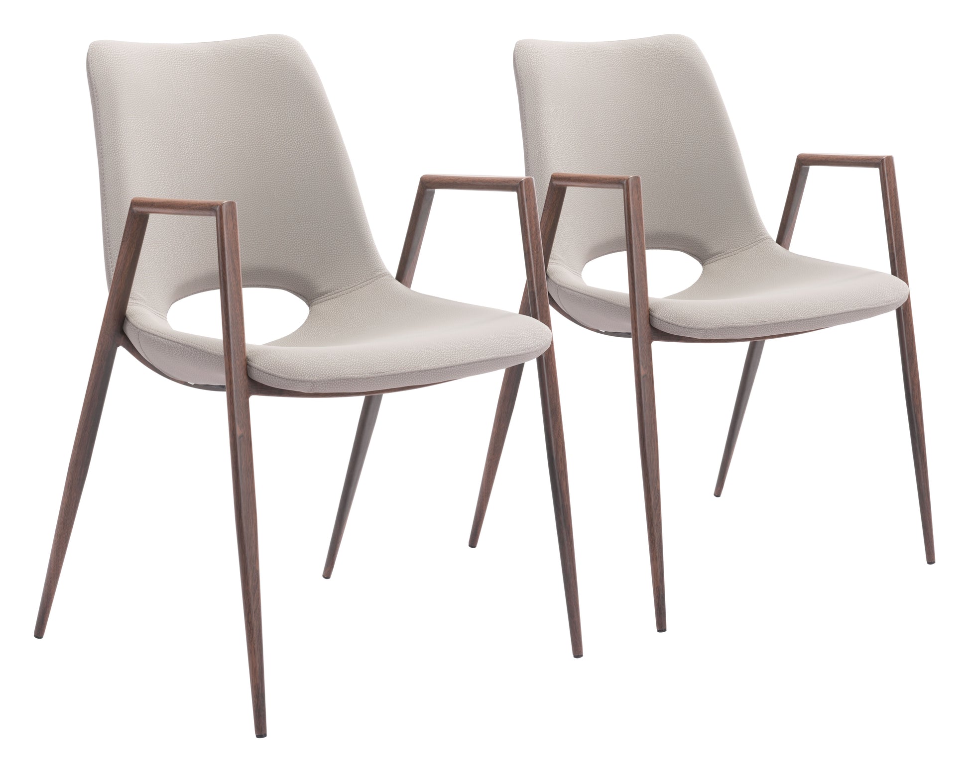 Desi Beige & Walnut Dining Chair (Set of 2) - Ornate Home