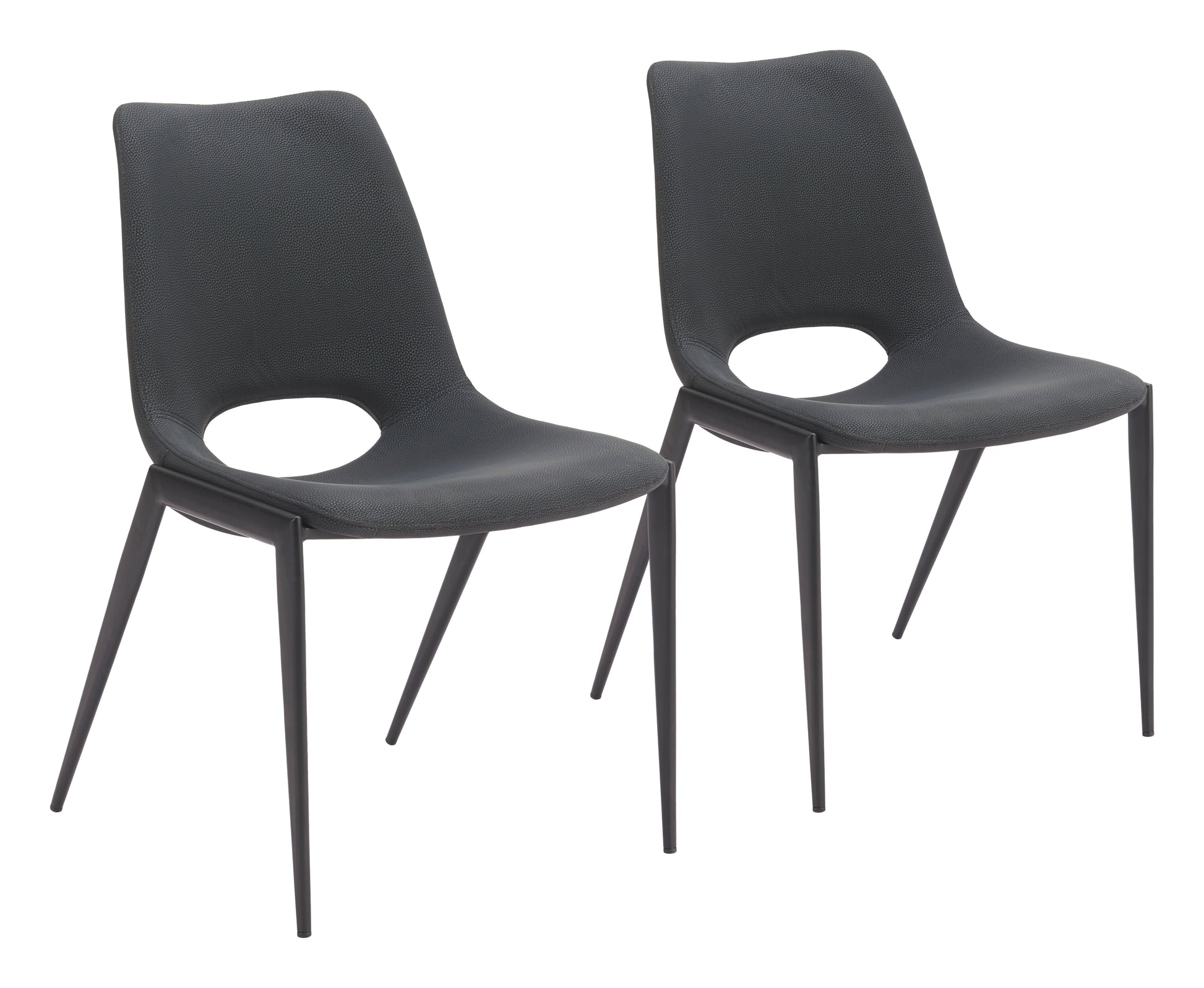 Desi Black Armless Dining Chair (Set of 2) - Ornate Home