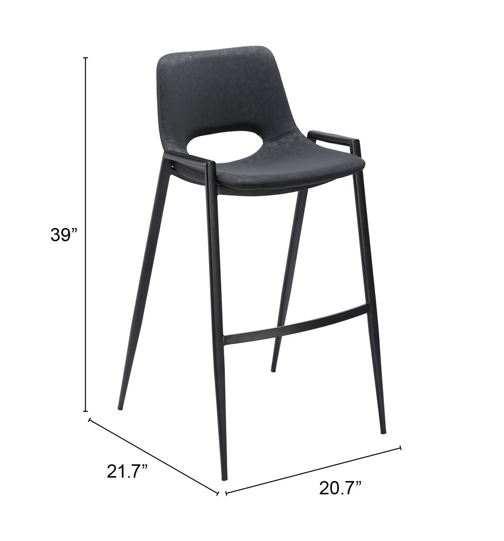 Desi Black Barstool (Set of 2) - Ornate Home