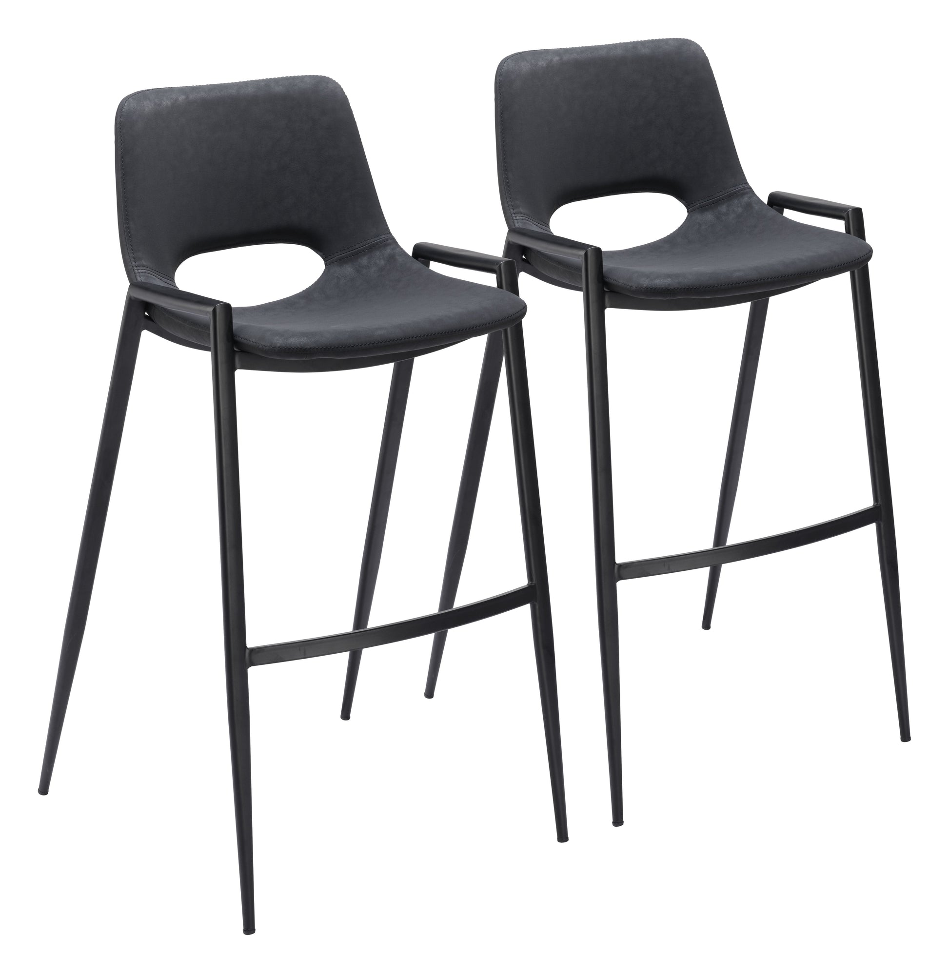 Desi Black Barstool (Set of 2) - Ornate Home