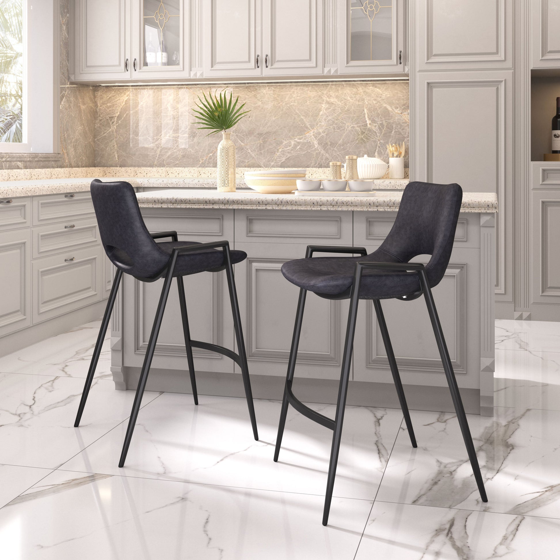 Desi Black Counter Stool (Set of 2) - Ornate Home