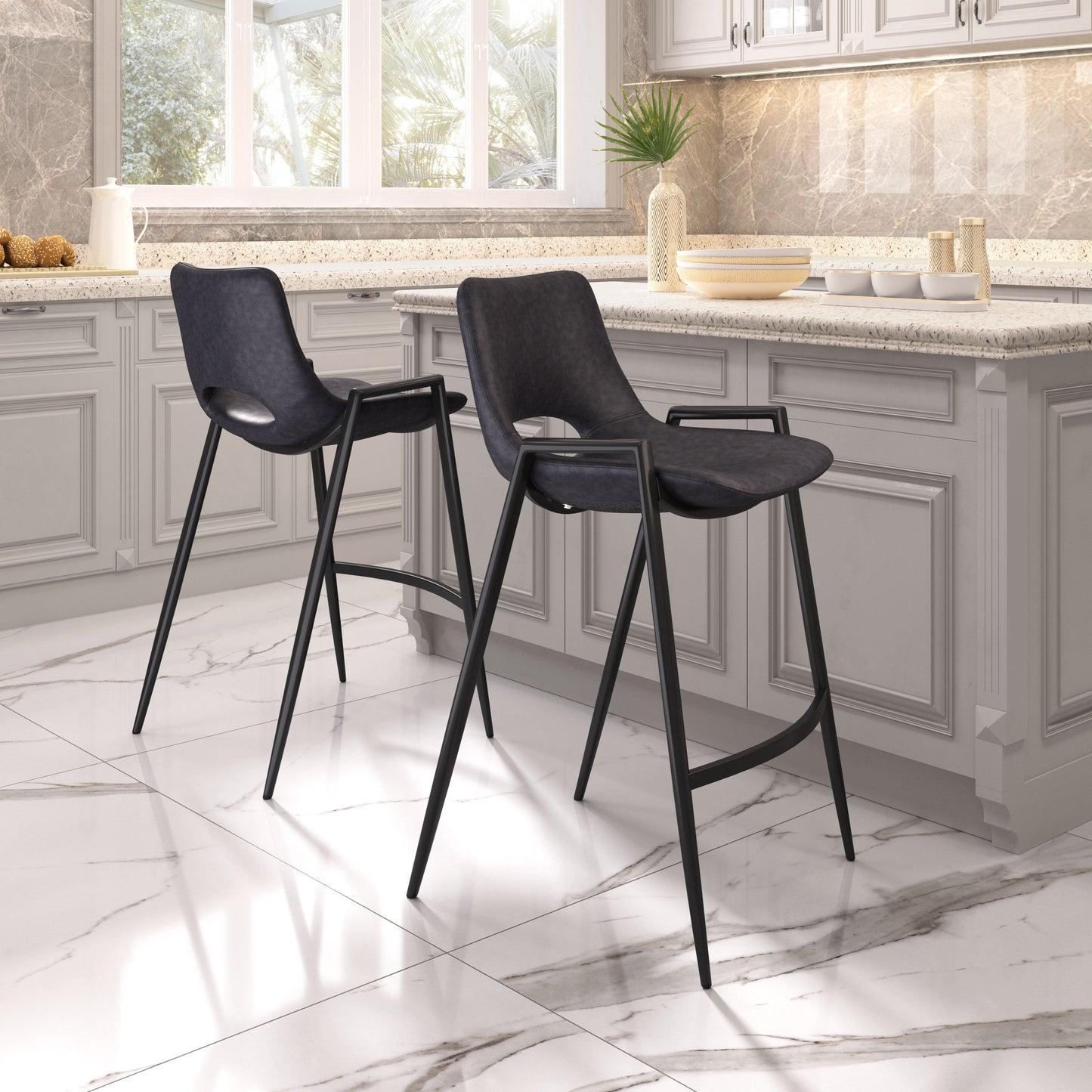 Desi Black Counter Stool (Set of 2) - Ornate Home