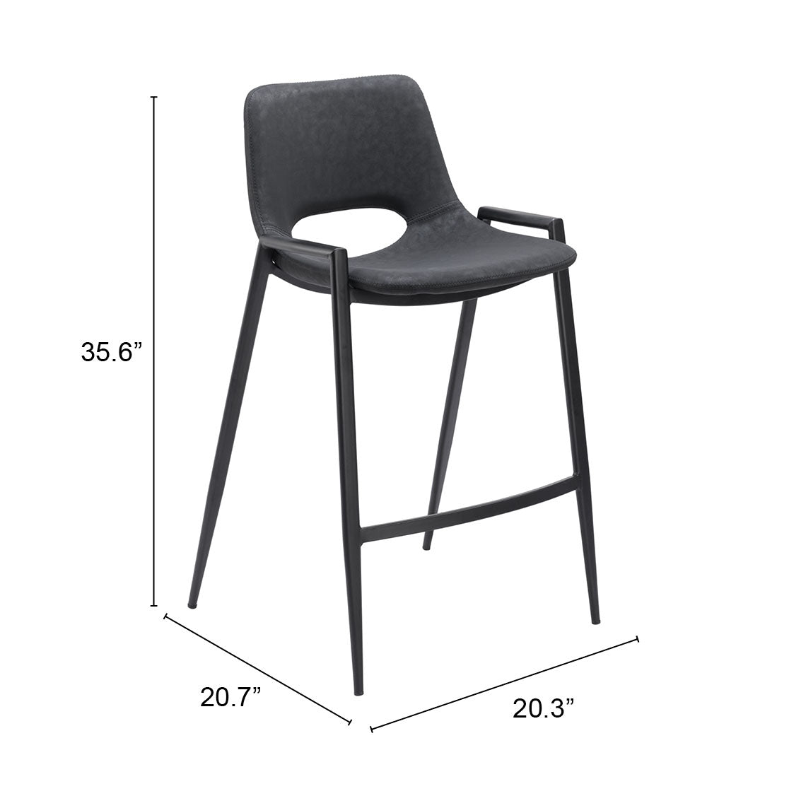 Desi Black Counter Stool (Set of 2) - Ornate Home