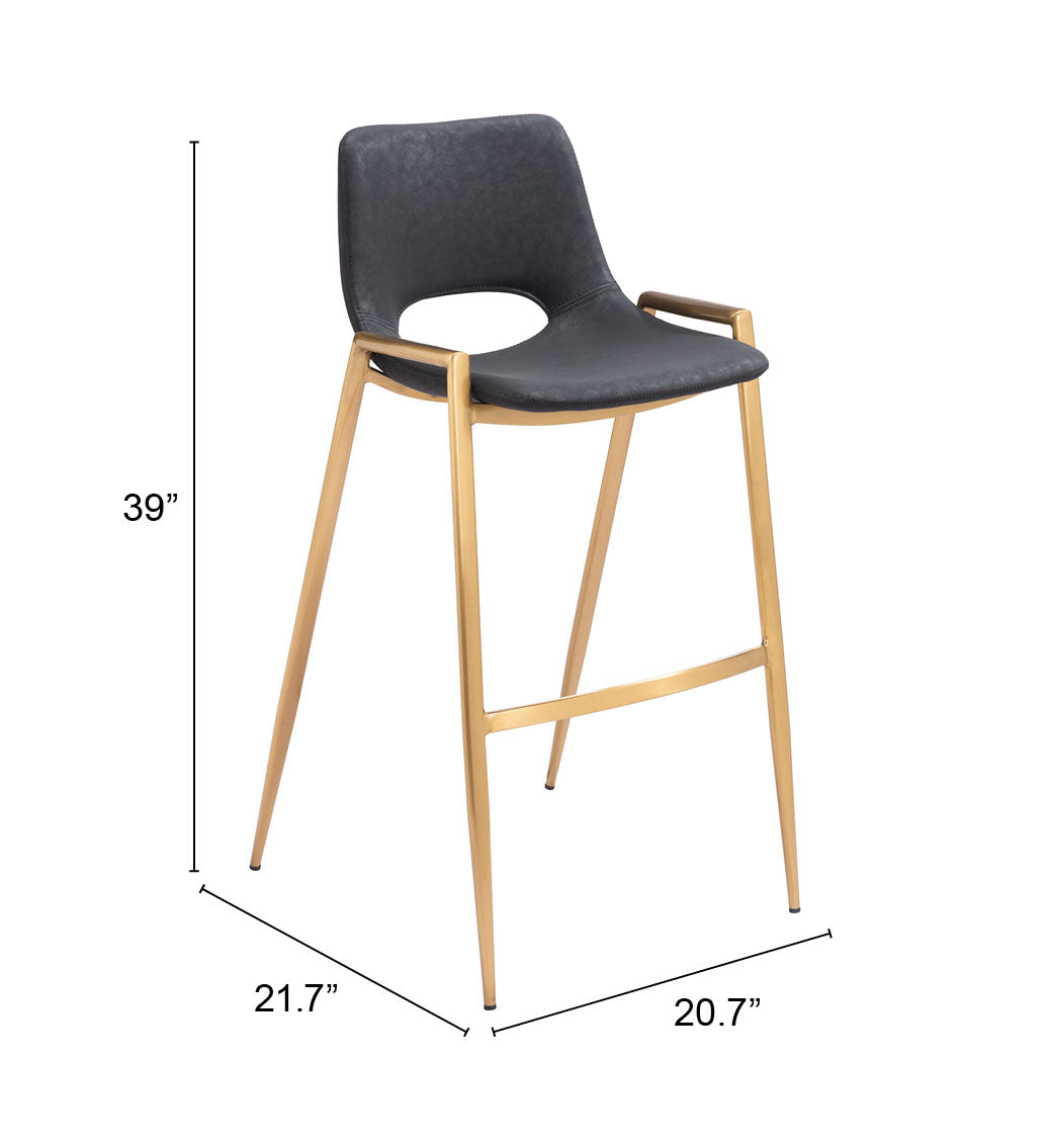 Desi Black & Gold Barstool (Set of 2) - Ornate Home