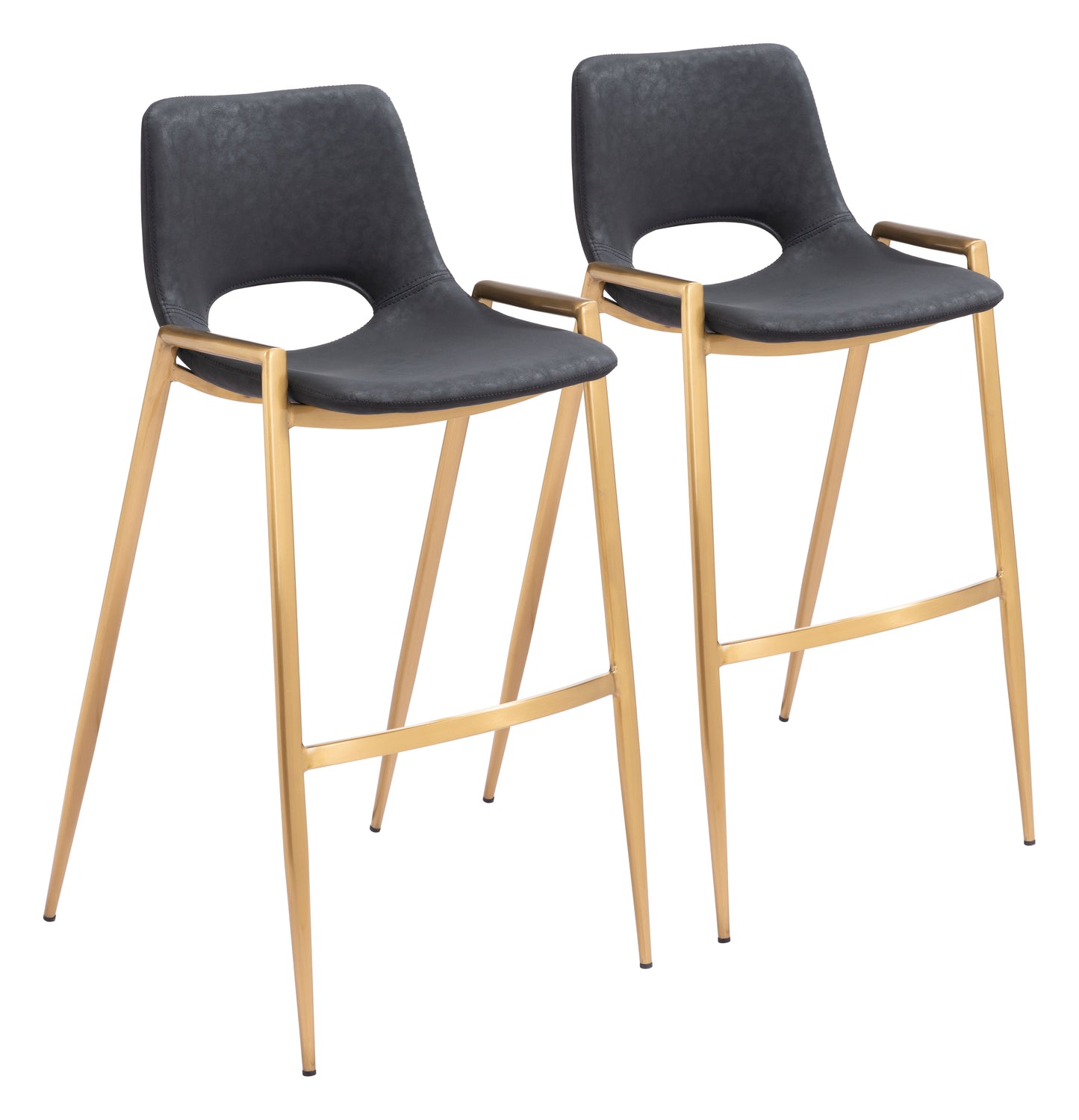Desi Black & Gold Barstool (Set of 2) - Ornate Home
