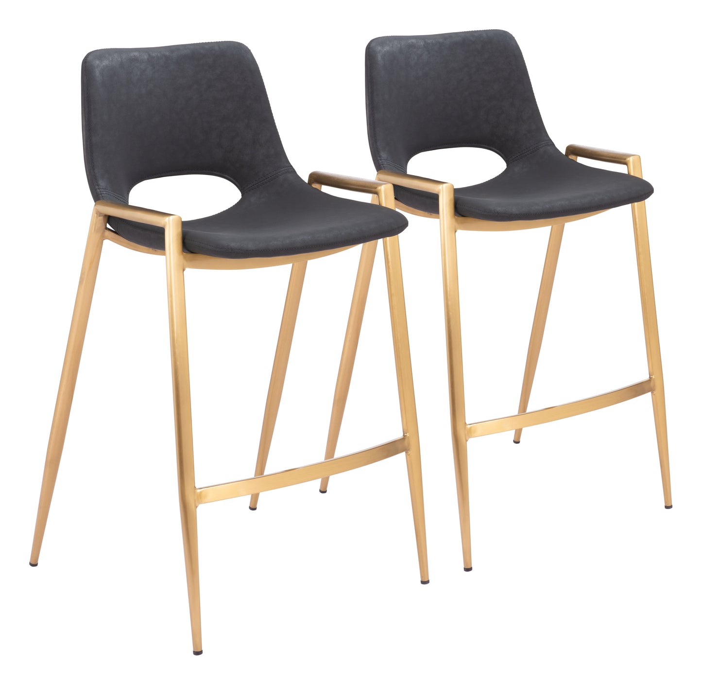 Desi Black & Gold Counter Stool (Set of 2) - Ornate Home