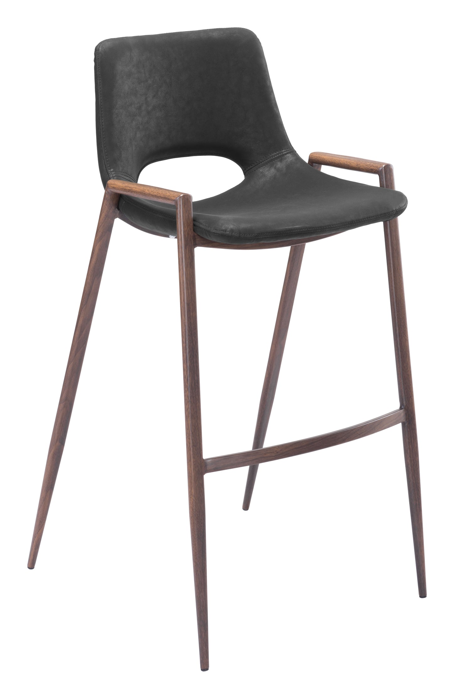 Desi Black & Walnut Barstool (Set of 2) - Ornate Home