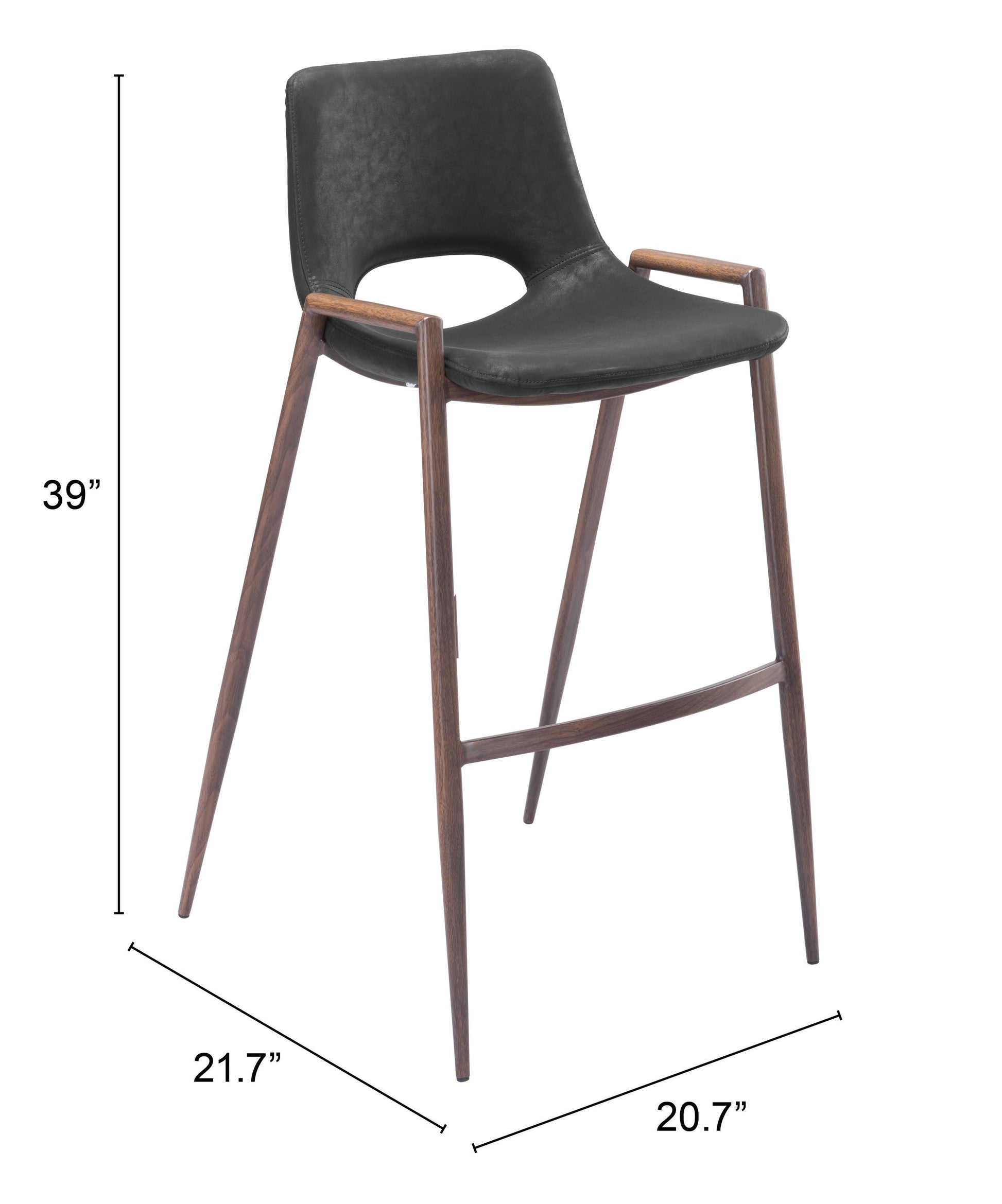 Desi Black & Walnut Barstool (Set of 2) - Ornate Home