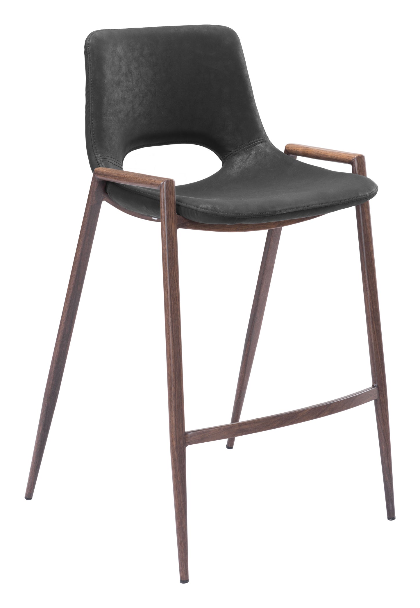 Desi Black & Walnut Counter Stool (Set of 2) - Ornate Home