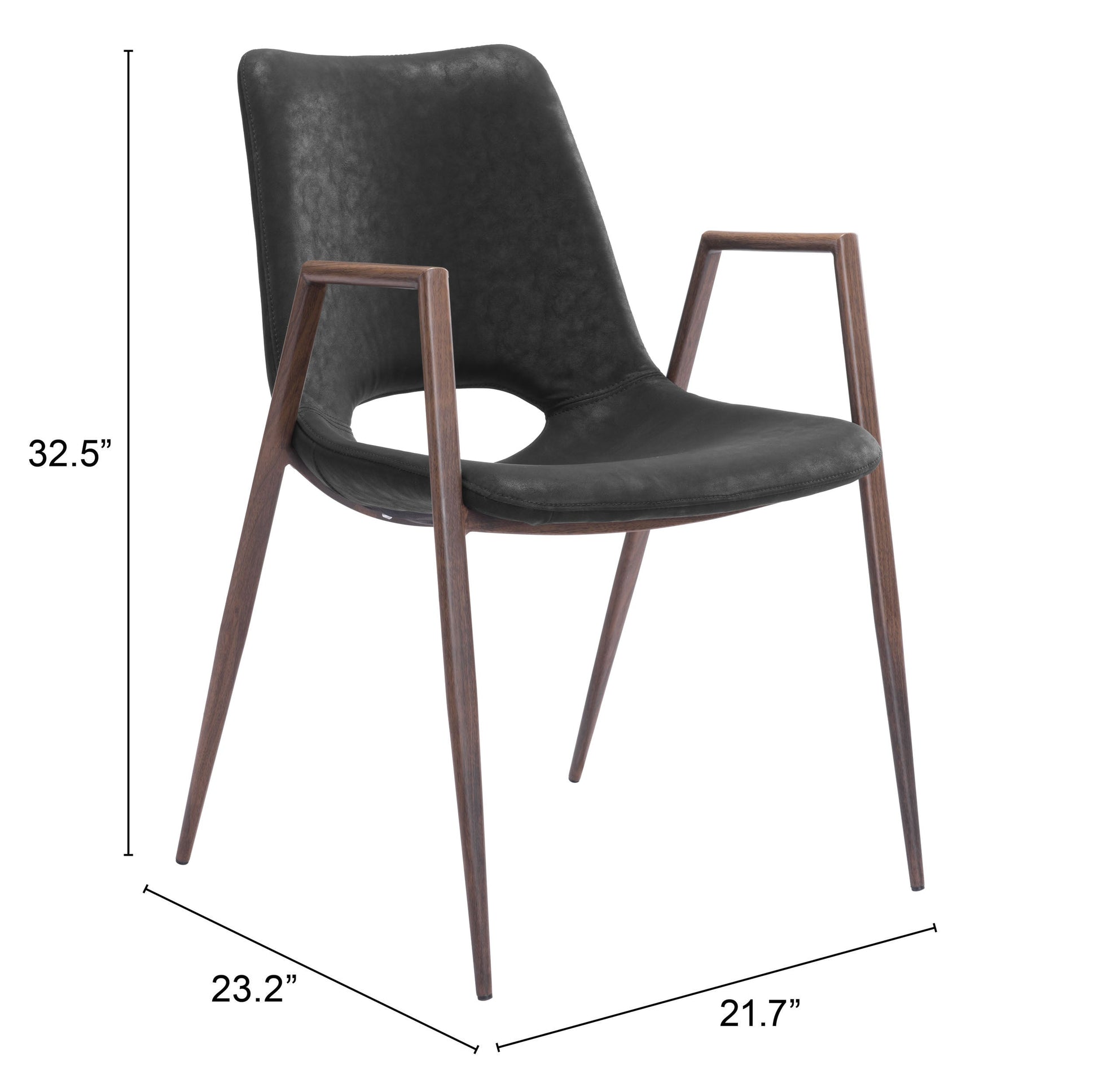 Desi Black & Walnut Dining Chair (Set of 2) - Ornate Home