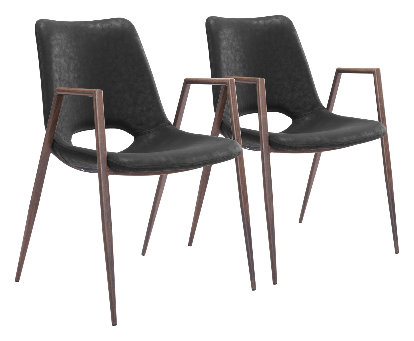 Desi Black & Walnut Dining Chair (Set of 2) - Ornate Home