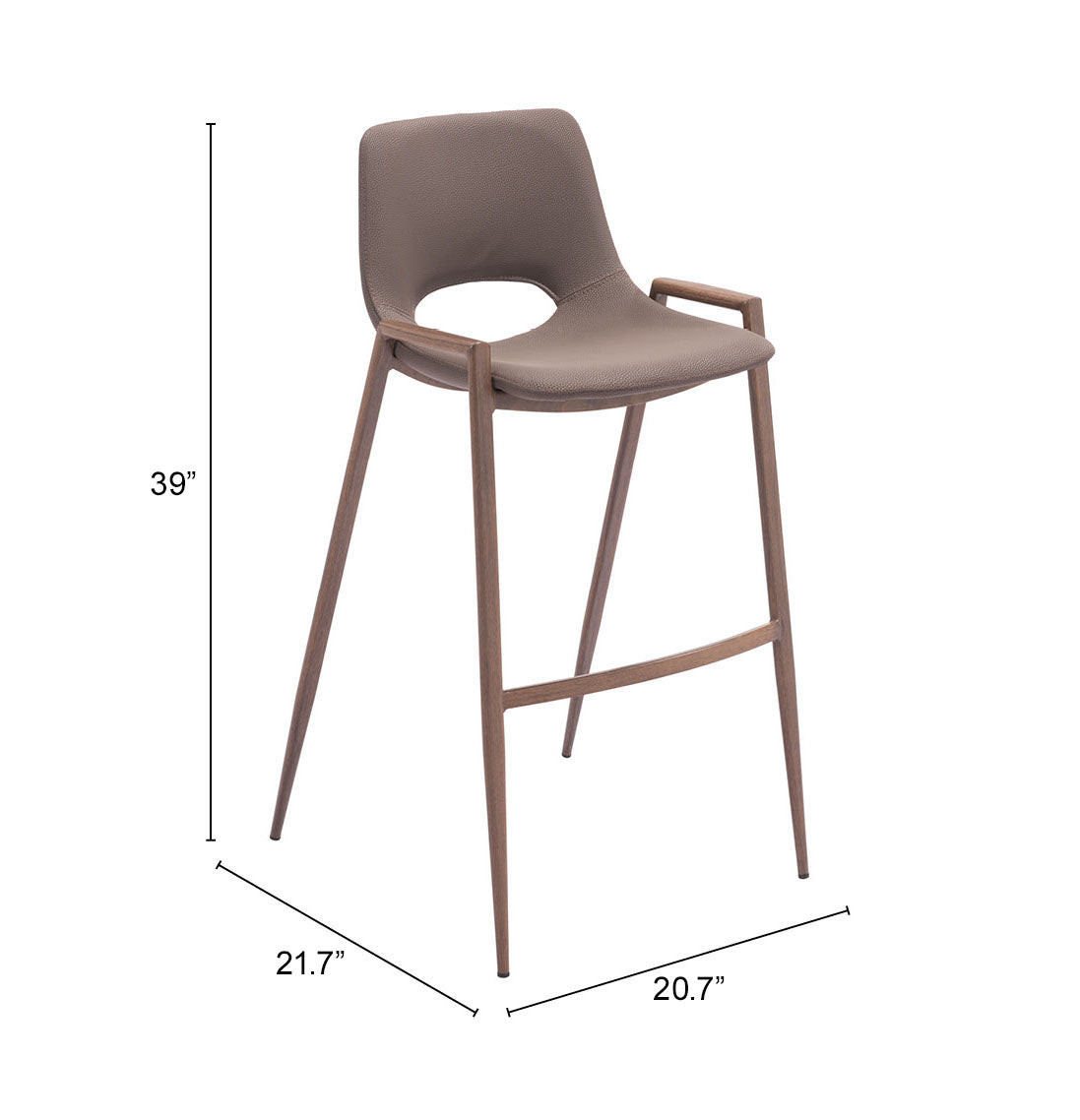 Desi Brown & Walnut Barstool (Set of 2) - Ornate Home