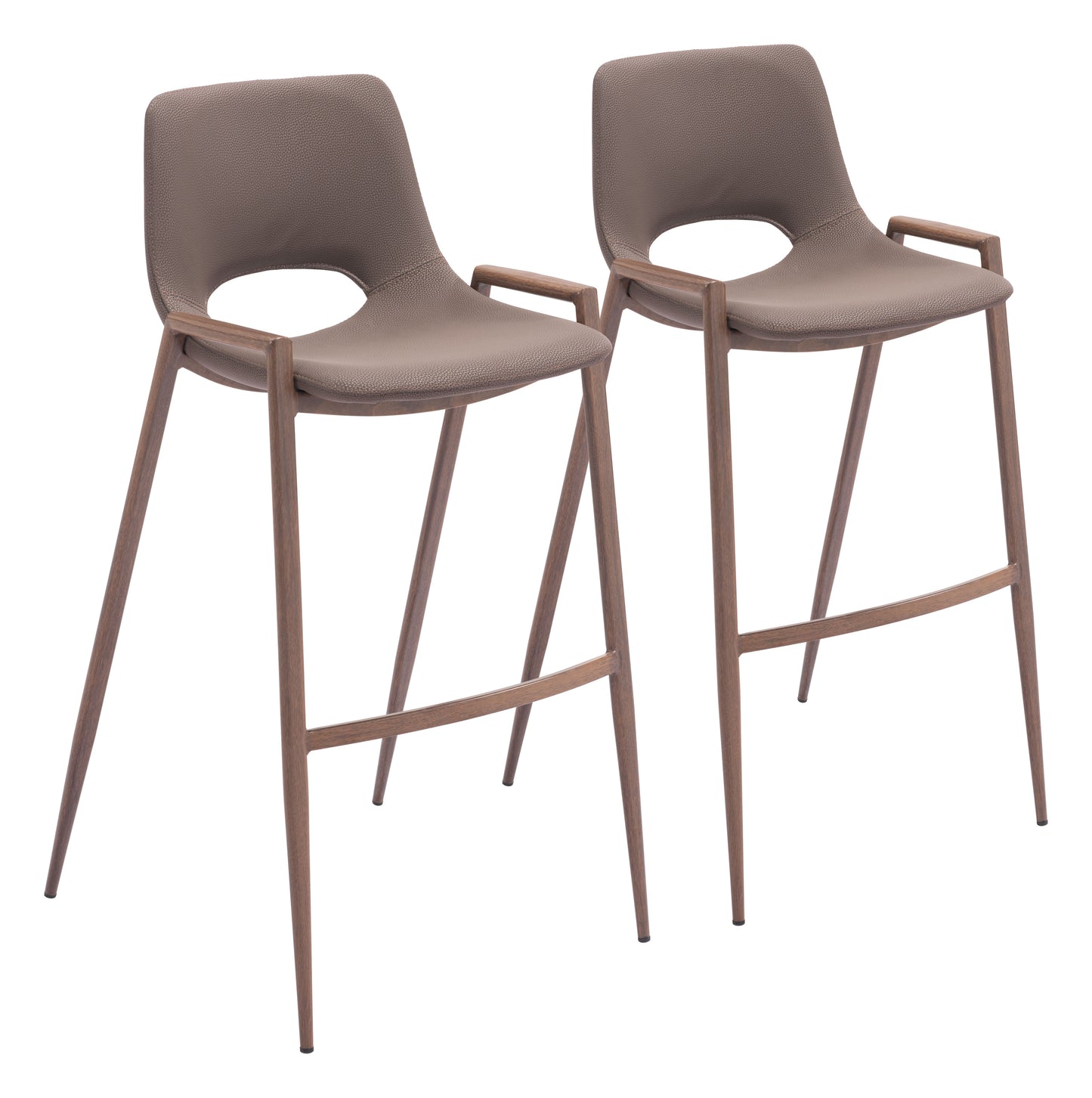 Desi Brown & Walnut Barstool (Set of 2) - Ornate Home