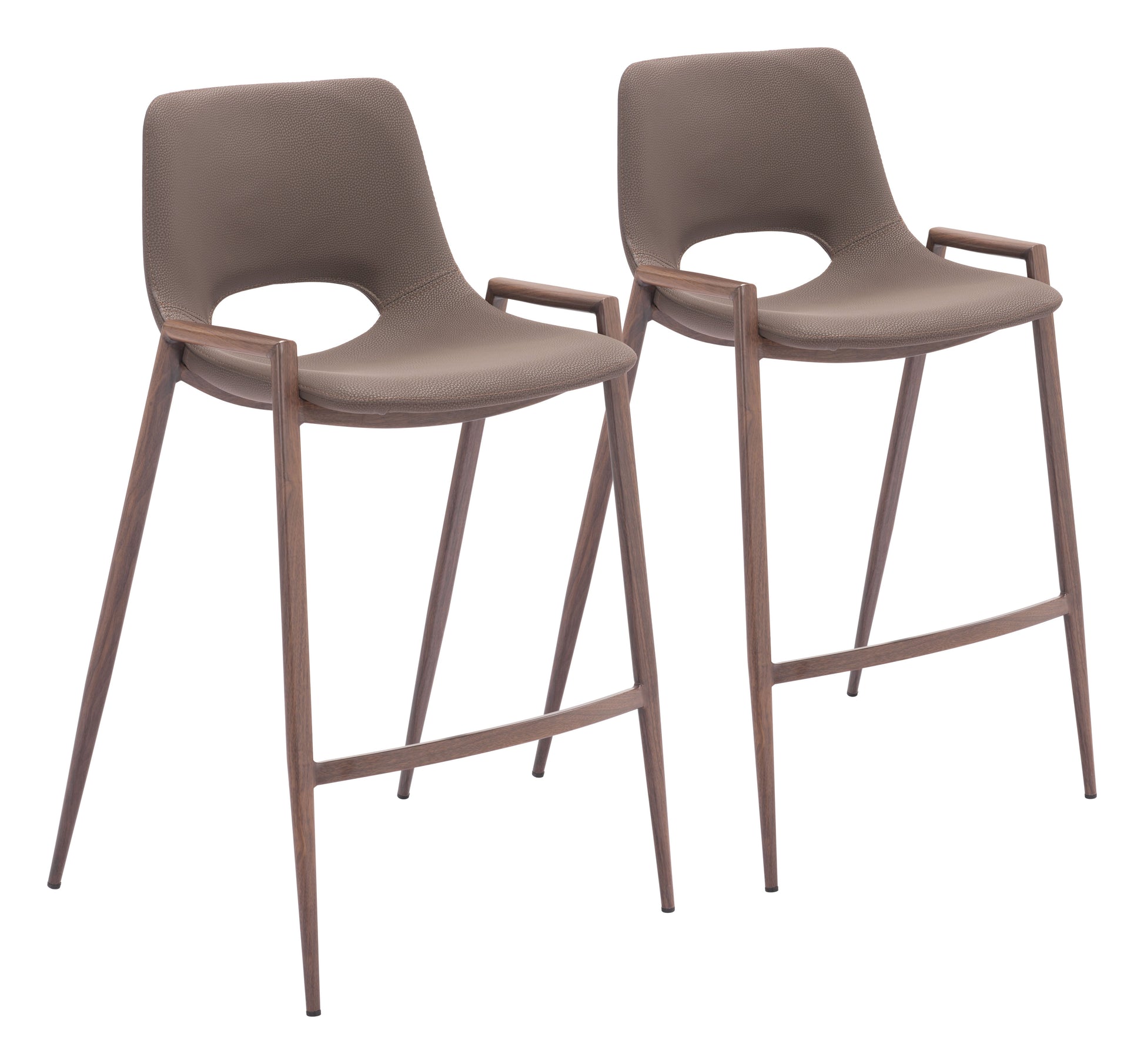 Desi Brown & Walnut Counter Stool (Set of 2) - Ornate Home