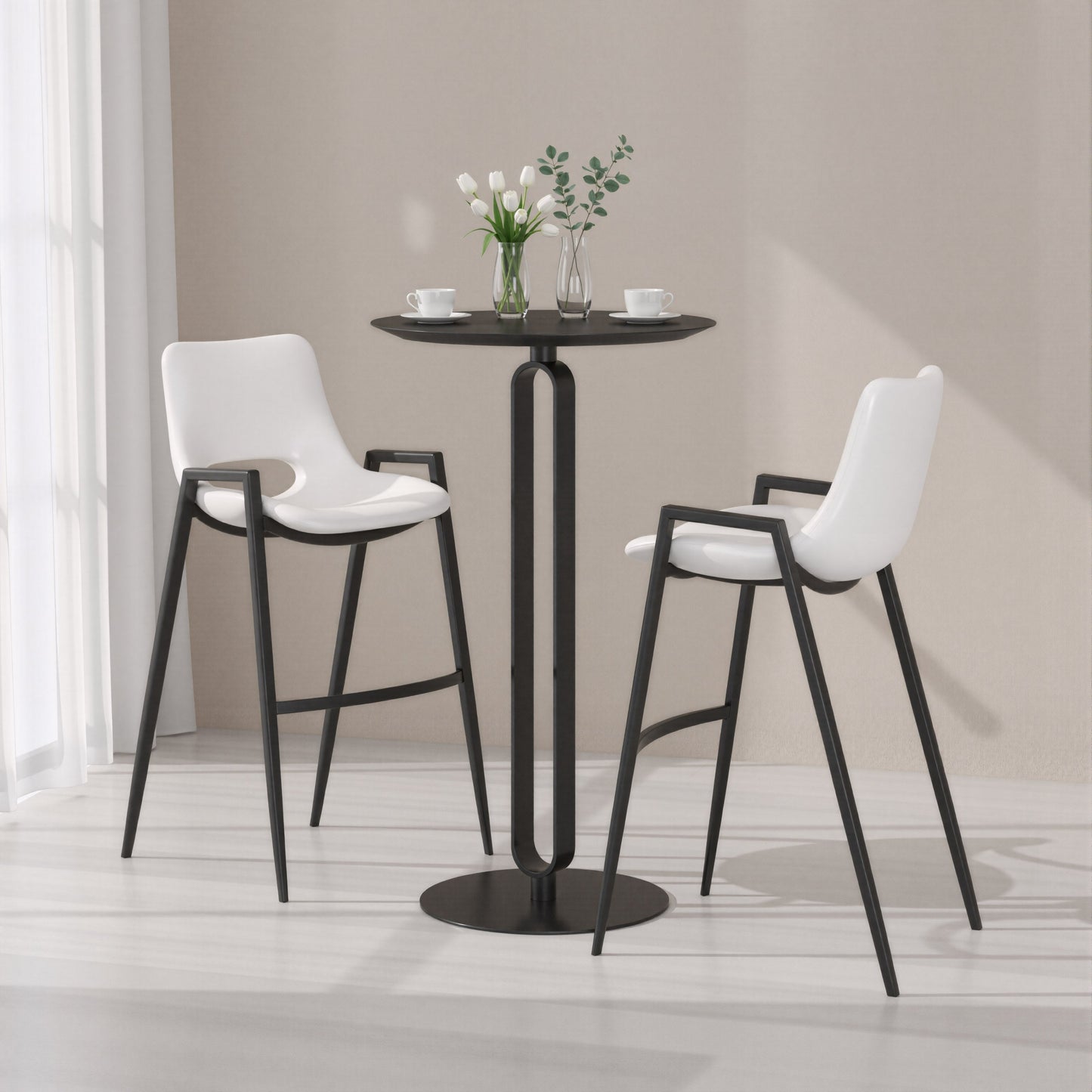 Desi White Barstool (Set of 2) - Ornate Home