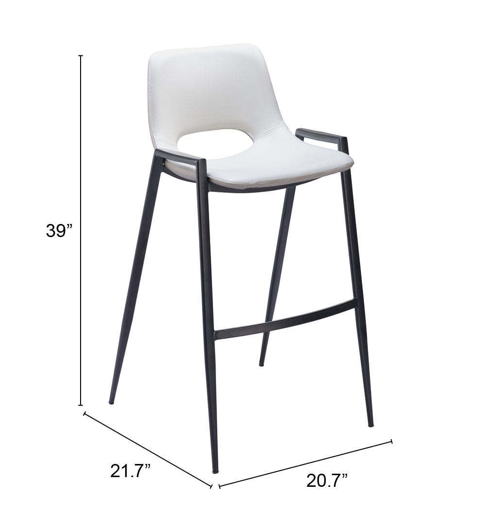 Desi White Barstool (Set of 2) - Ornate Home