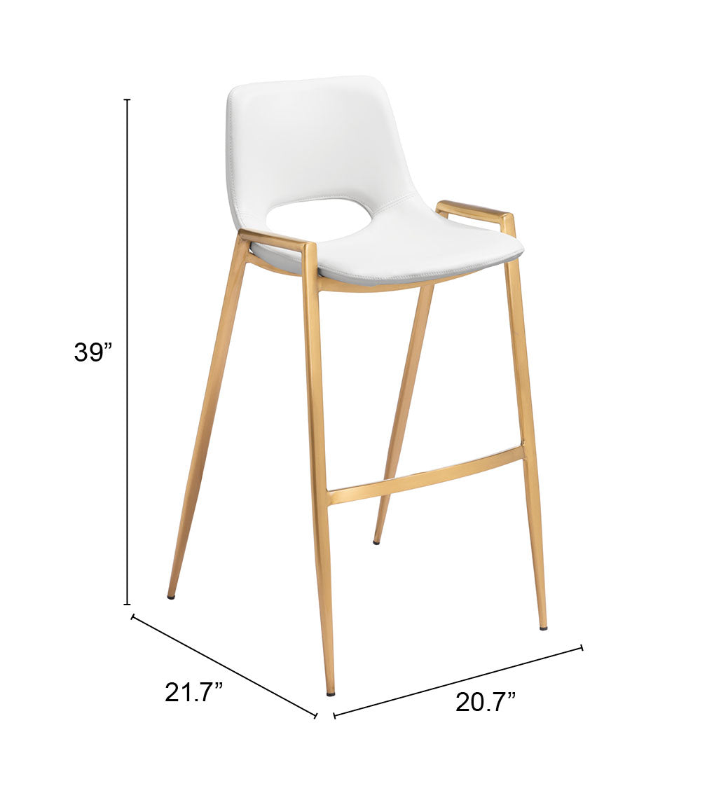 Desi White & Gold Barstool (Set of 2) - Ornate Home