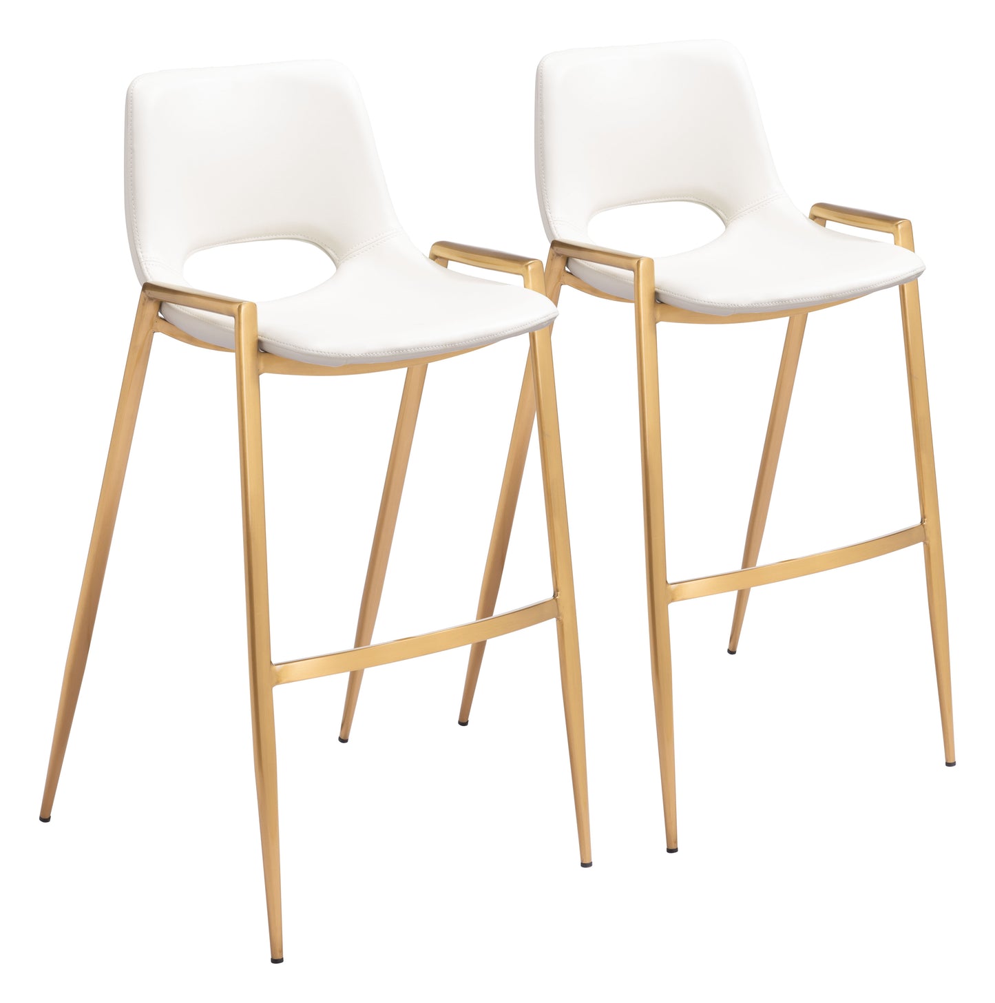 Desi White & Gold Barstool (Set of 2) - Ornate Home