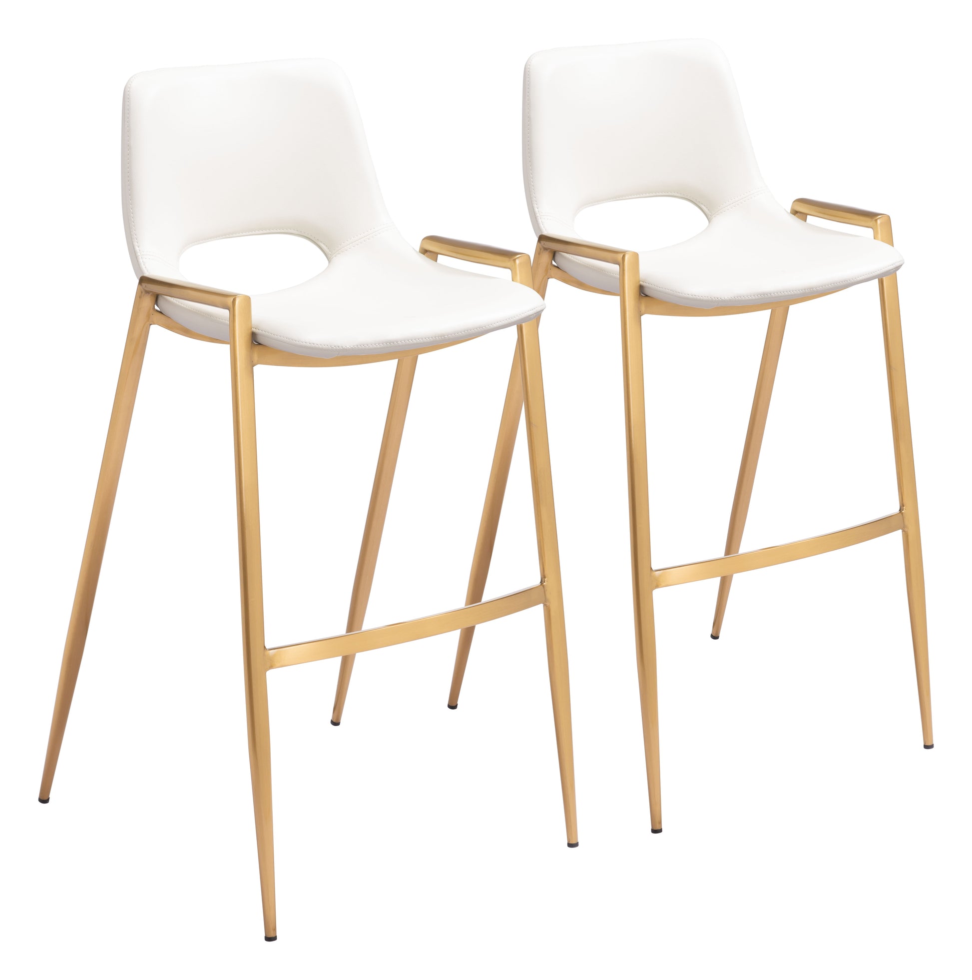 Desi White & Gold Barstool (Set of 2) - Ornate Home
