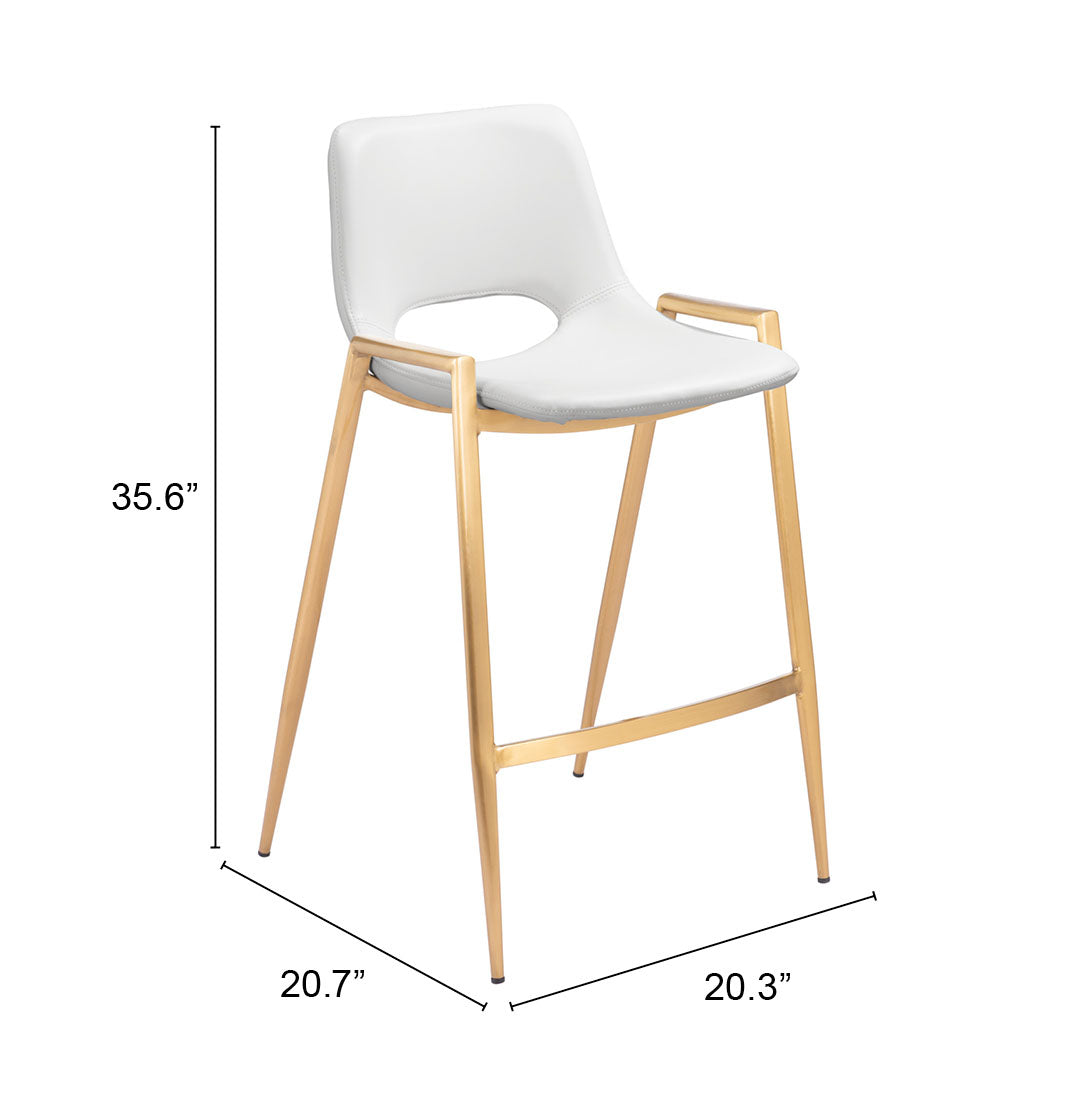 Desi White & Gold Counter Stool (Set of 2) - Ornate Home