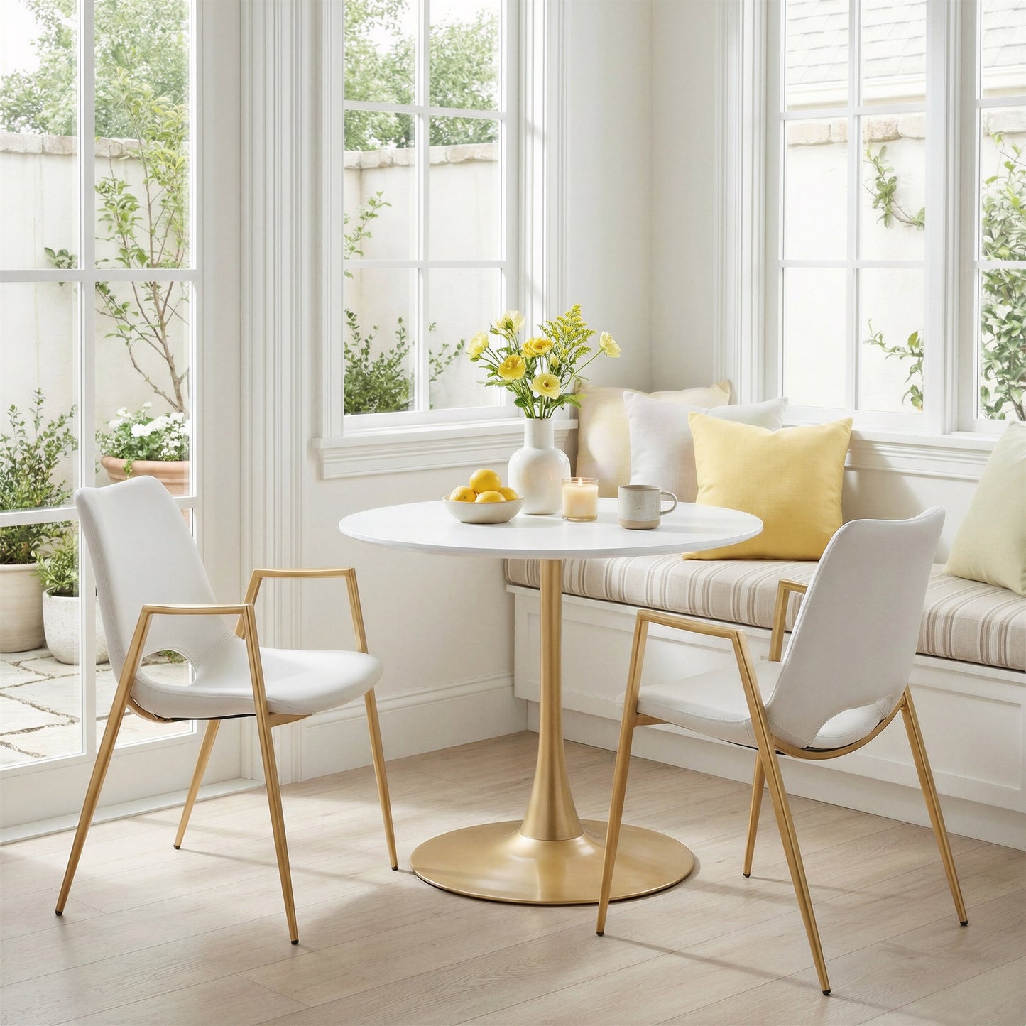 Desi White & Gold Dining Chair (Set of 2) - Ornate Home