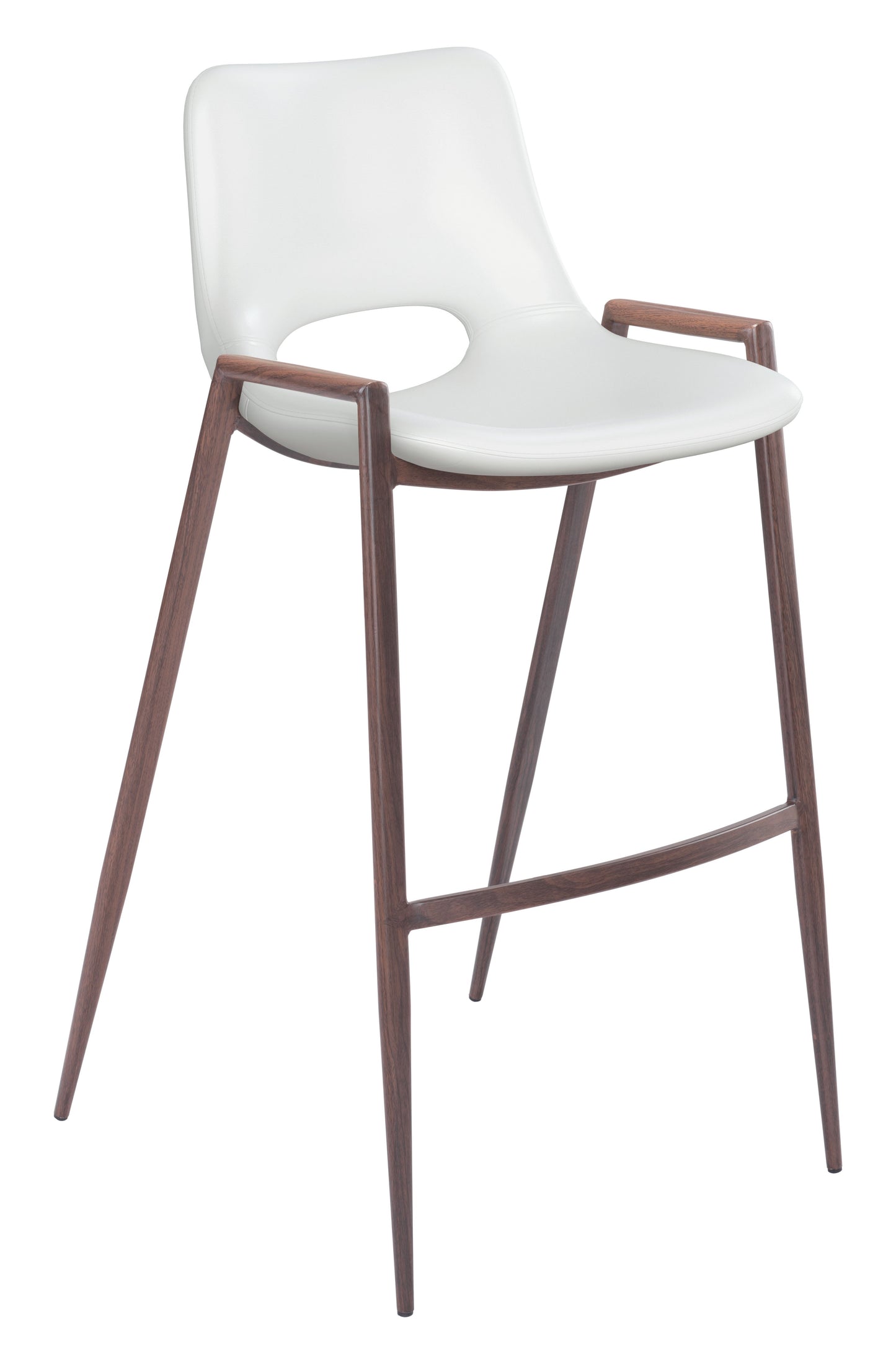 Desi White & Walnut Barstool (Set of 2) - Ornate Home