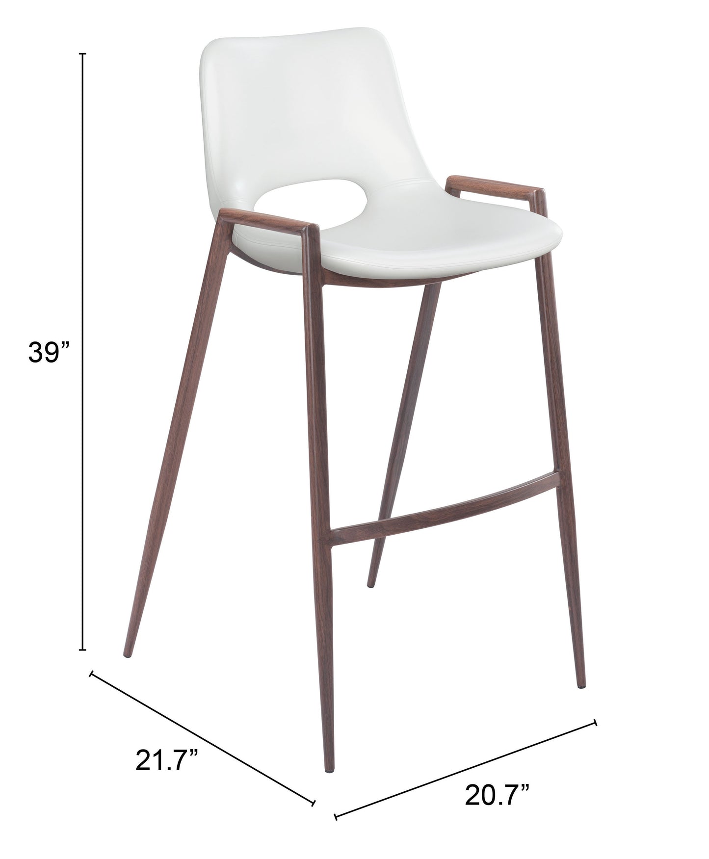 Desi White & Walnut Barstool (Set of 2) - Ornate Home