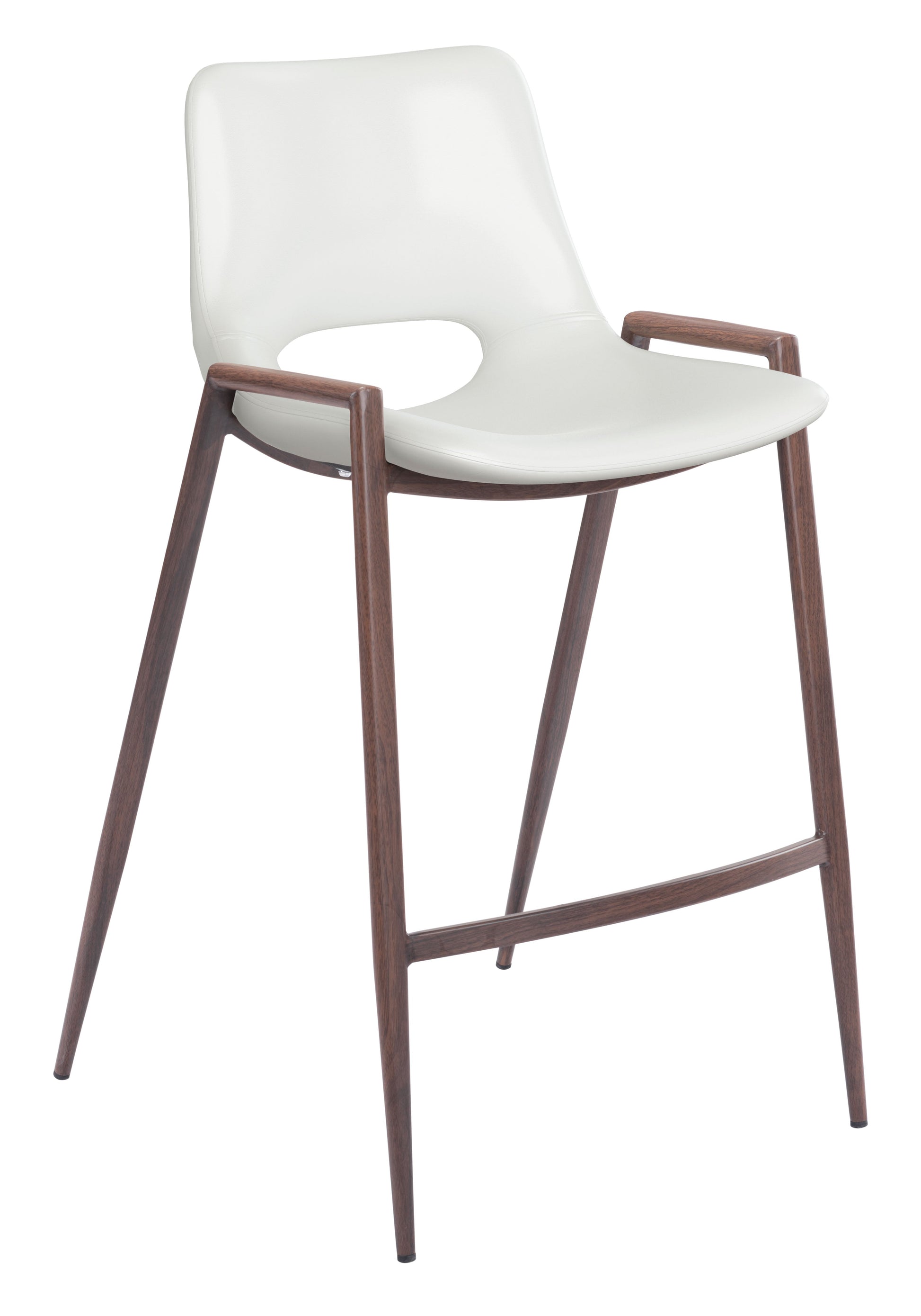 Desi White & Walnut Counter Stool (Set of 2) - Ornate Home