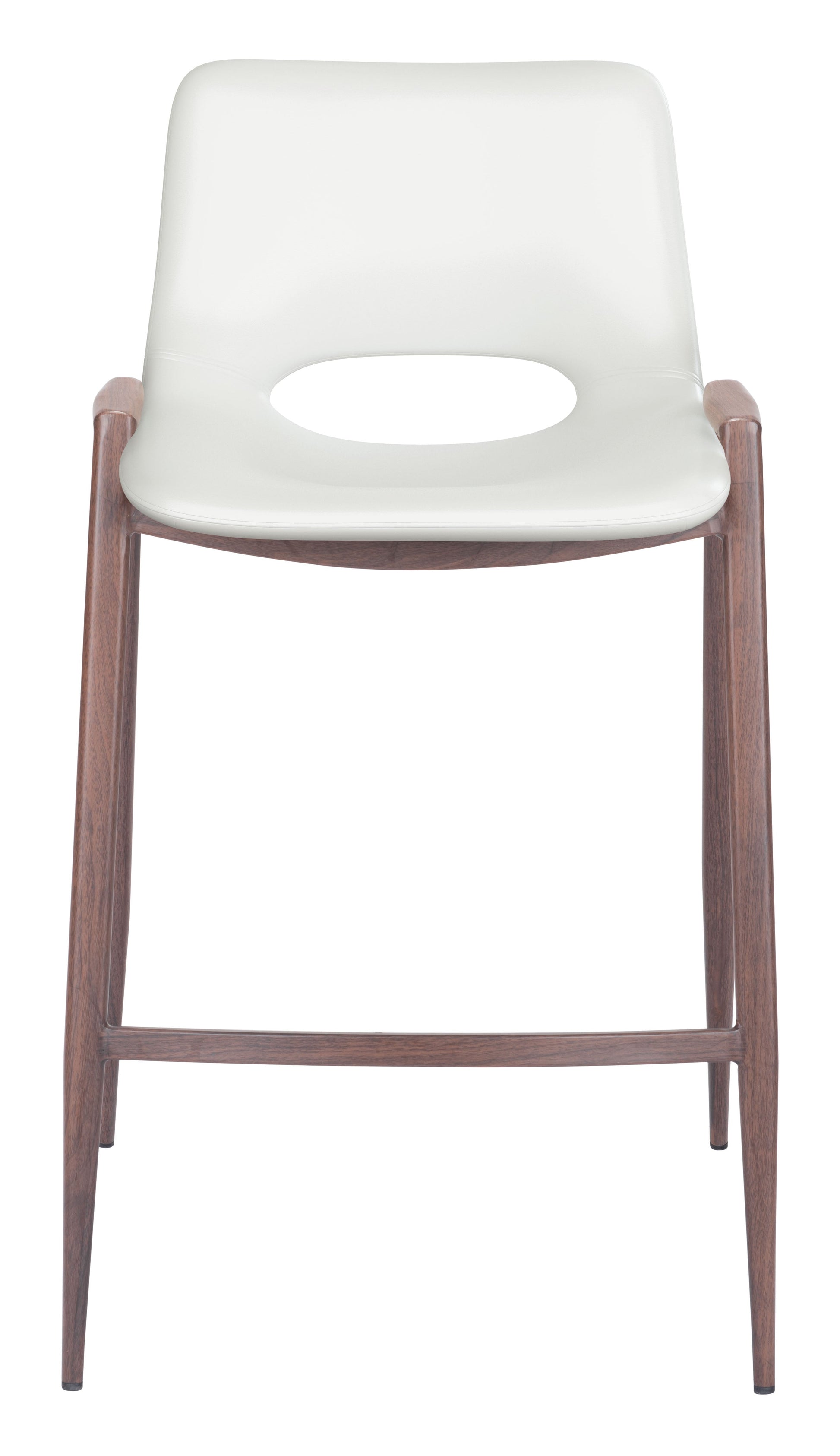 Desi White & Walnut Counter Stool (Set of 2) - Ornate Home
