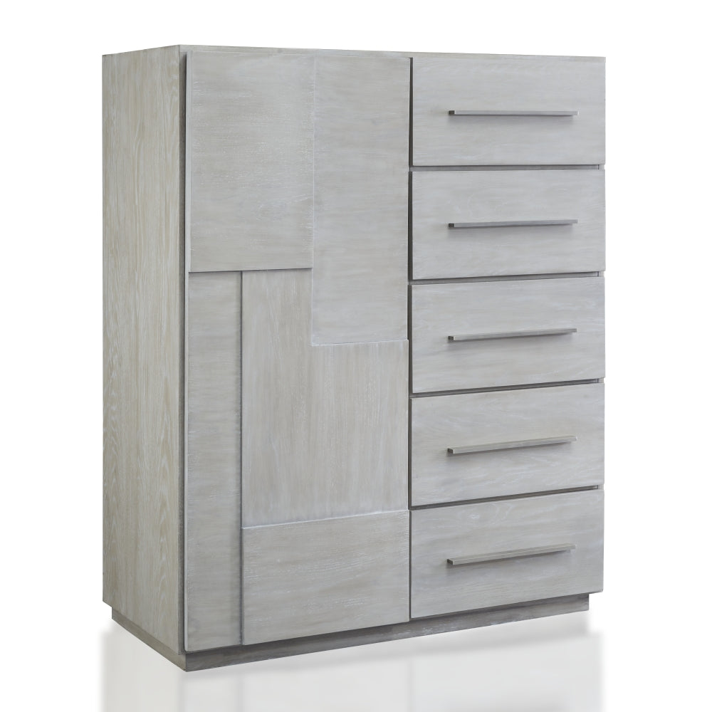 Destination Five Drawer One Door Sweater Chest in Cotton Grey - Ornate Home