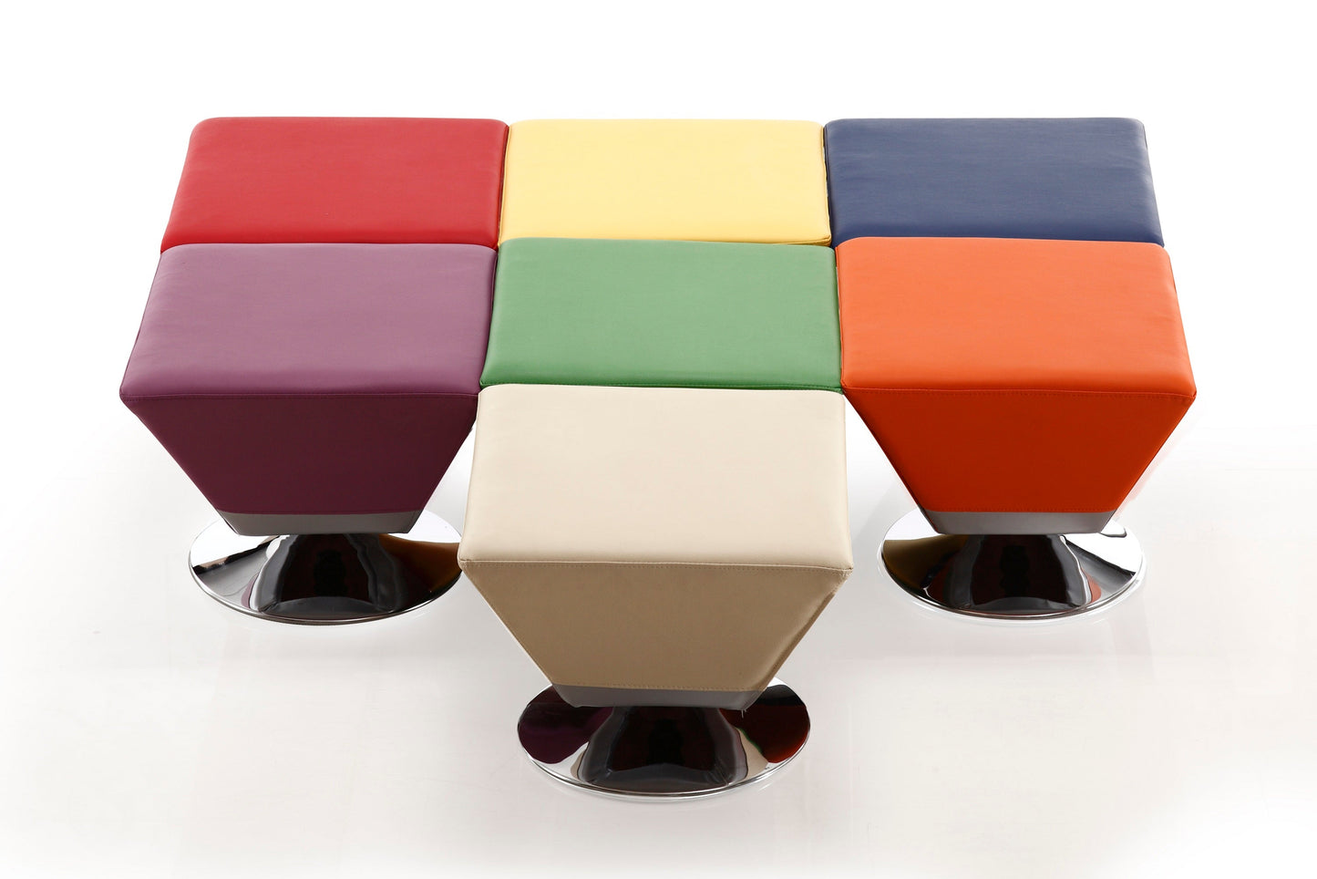 Diamond Swivel Ottoman in Multi Colors (Set of 7) - Ornate Home