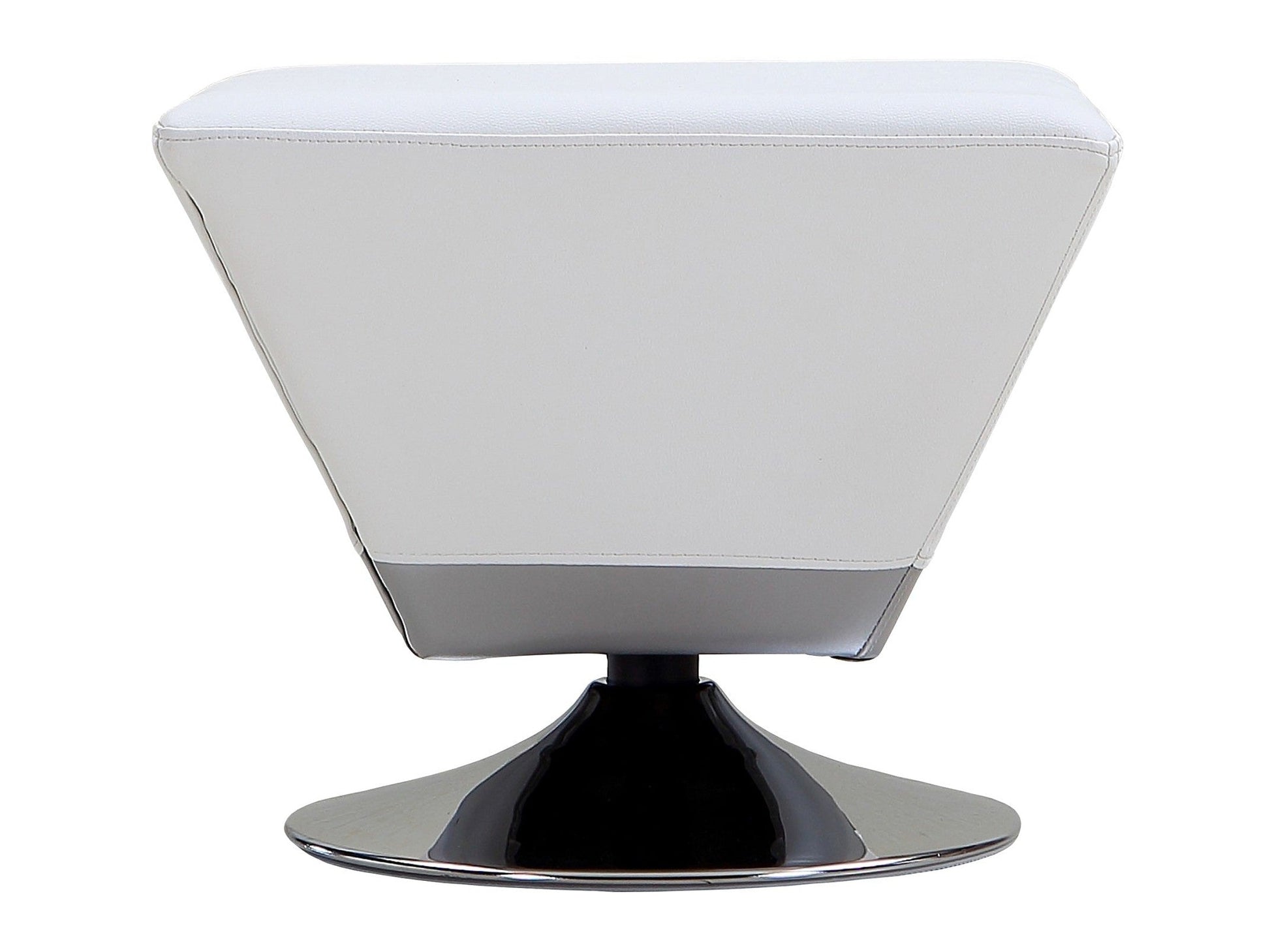 Diamond Swivel Ottoman in White and Polished Chrome - Ornate Home