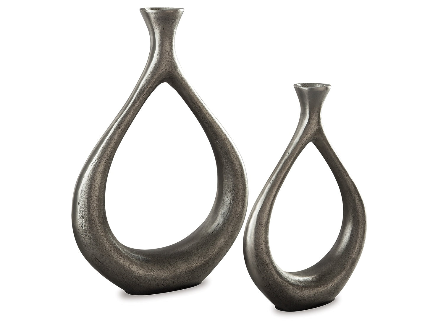Dimaia Antique Silver Vase (Set of 2)- Viva Furn