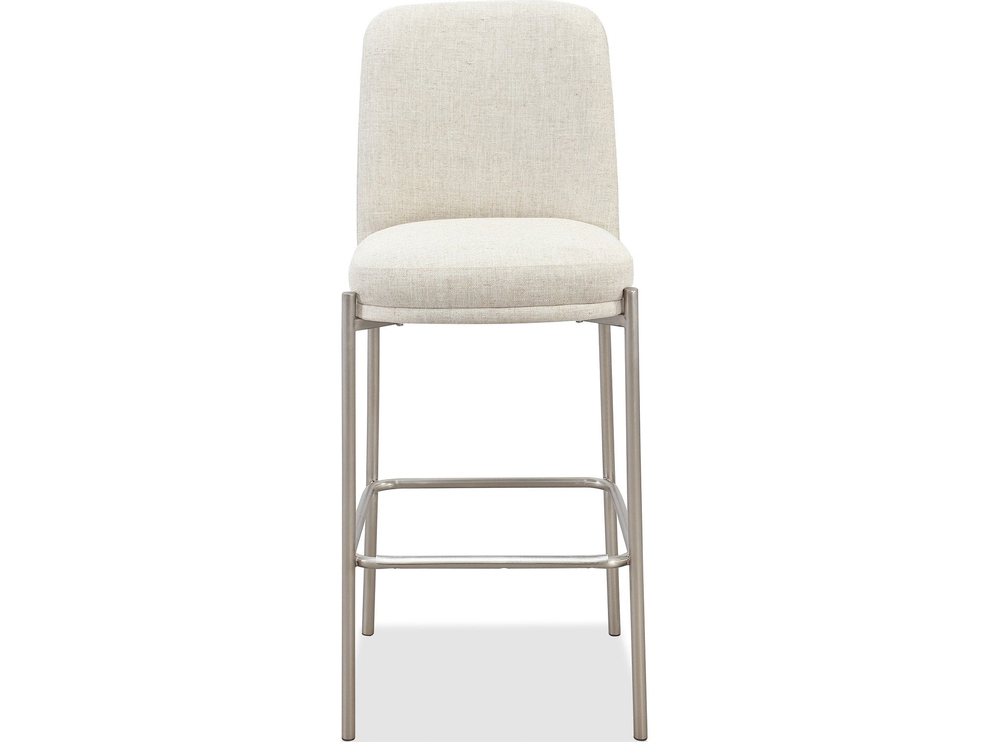 Dion Natural/Brushed Nickel Upholstered Bar Stool (Set of 2) - Ornate Home