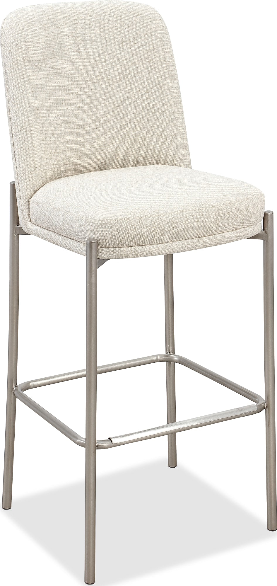 Dion Natural/Brushed Nickel Upholstered Bar Stool (Set of 2) - Ornate Home