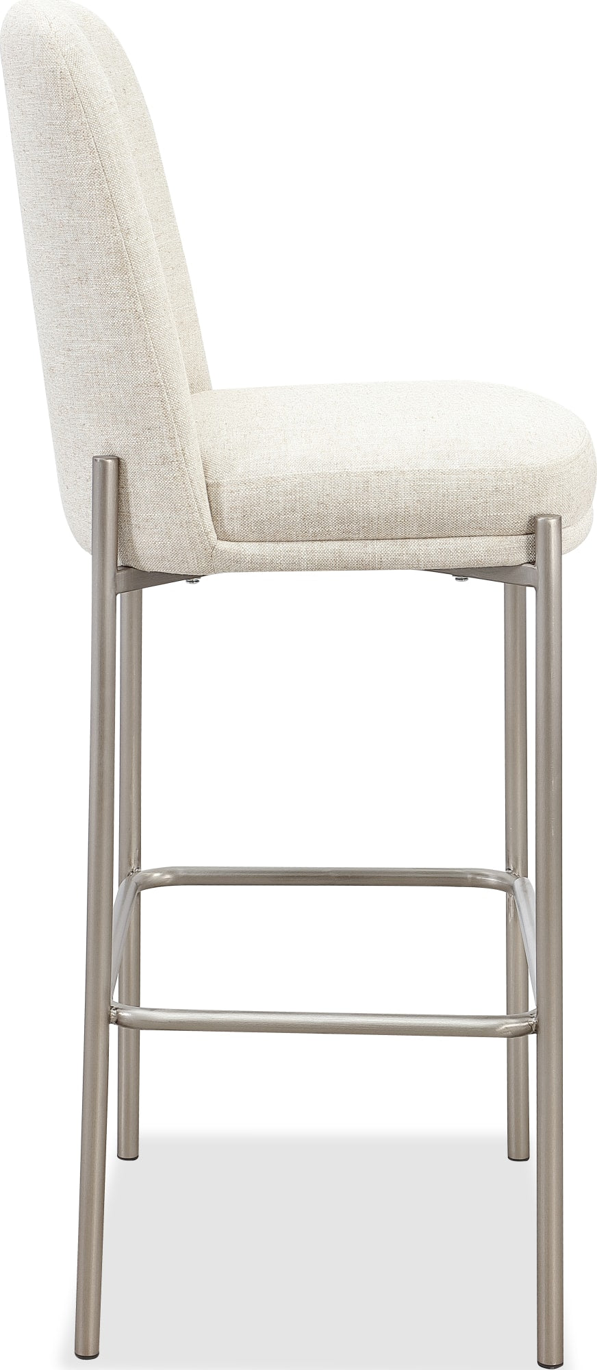 Dion Natural/Brushed Nickel Upholstered Bar Stool (Set of 2) - Ornate Home