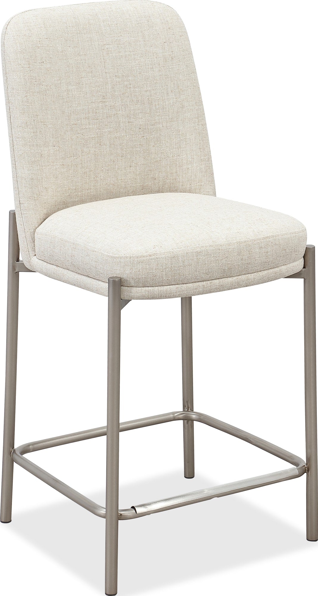 Dion Natural/Brushed Nickel Upholstered Counter Stool (Set of 2) - Ornate Home