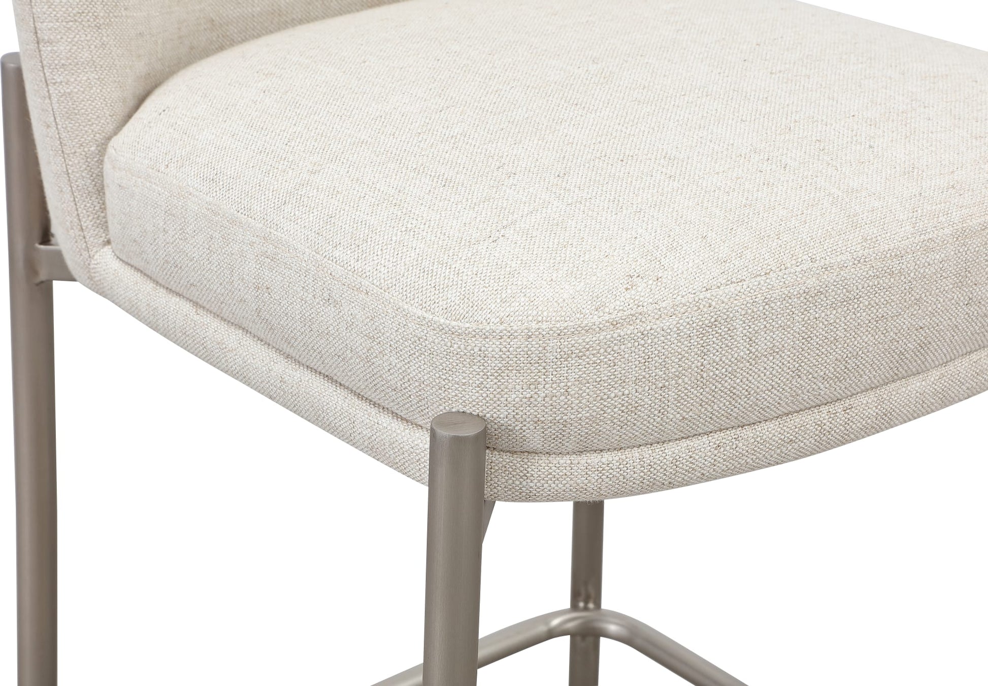 Dion Natural/Brushed Nickel Upholstered Counter Stool (Set of 2) - Ornate Home