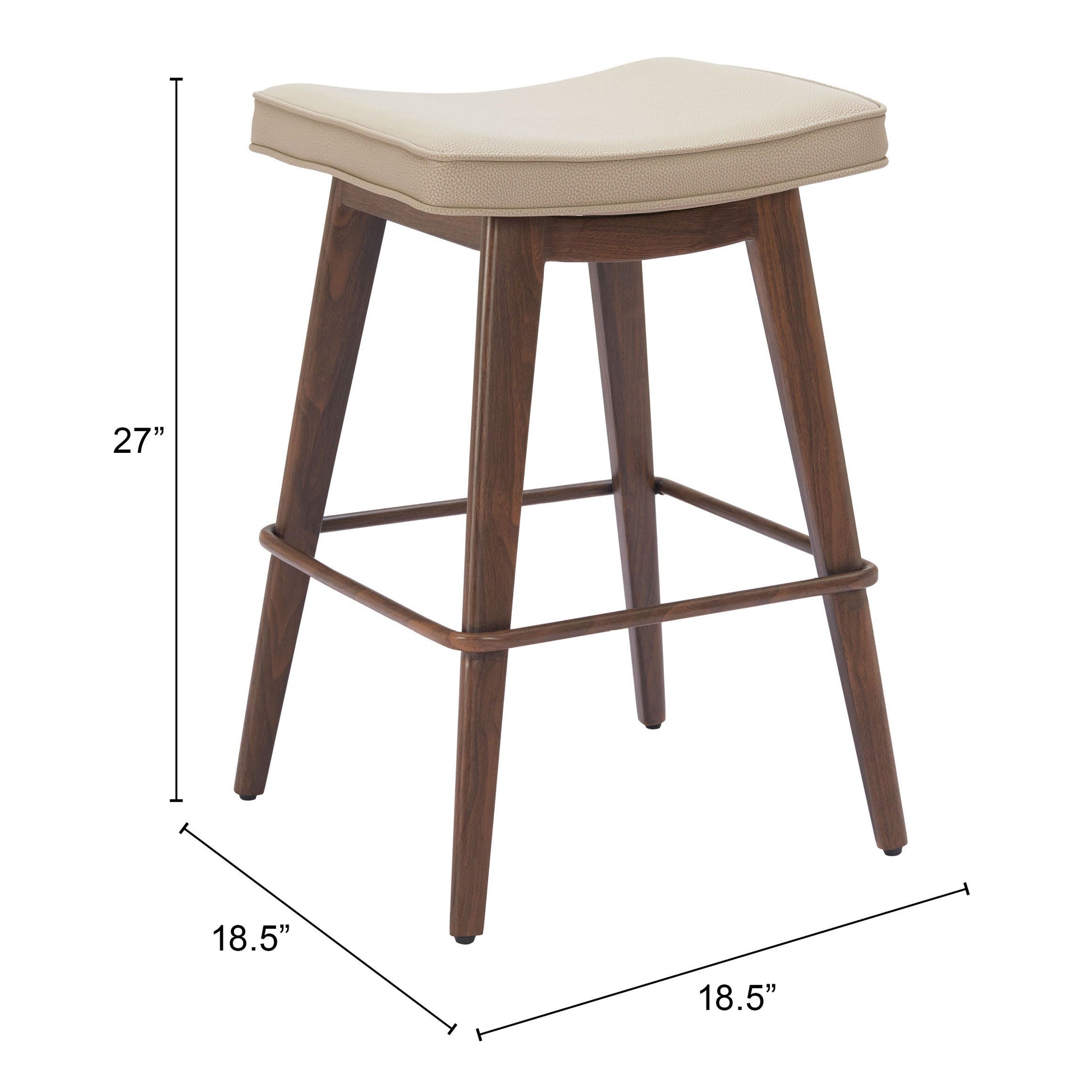 Divat Beige & Walnut Counter Stool (Set of 2) - Ornate Home