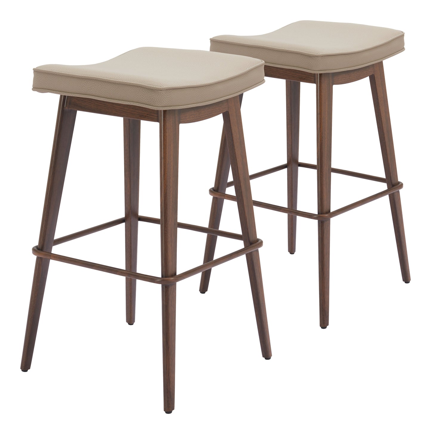Divat Beige & Walnut Counter Stool (Set of 2) - Ornate Home