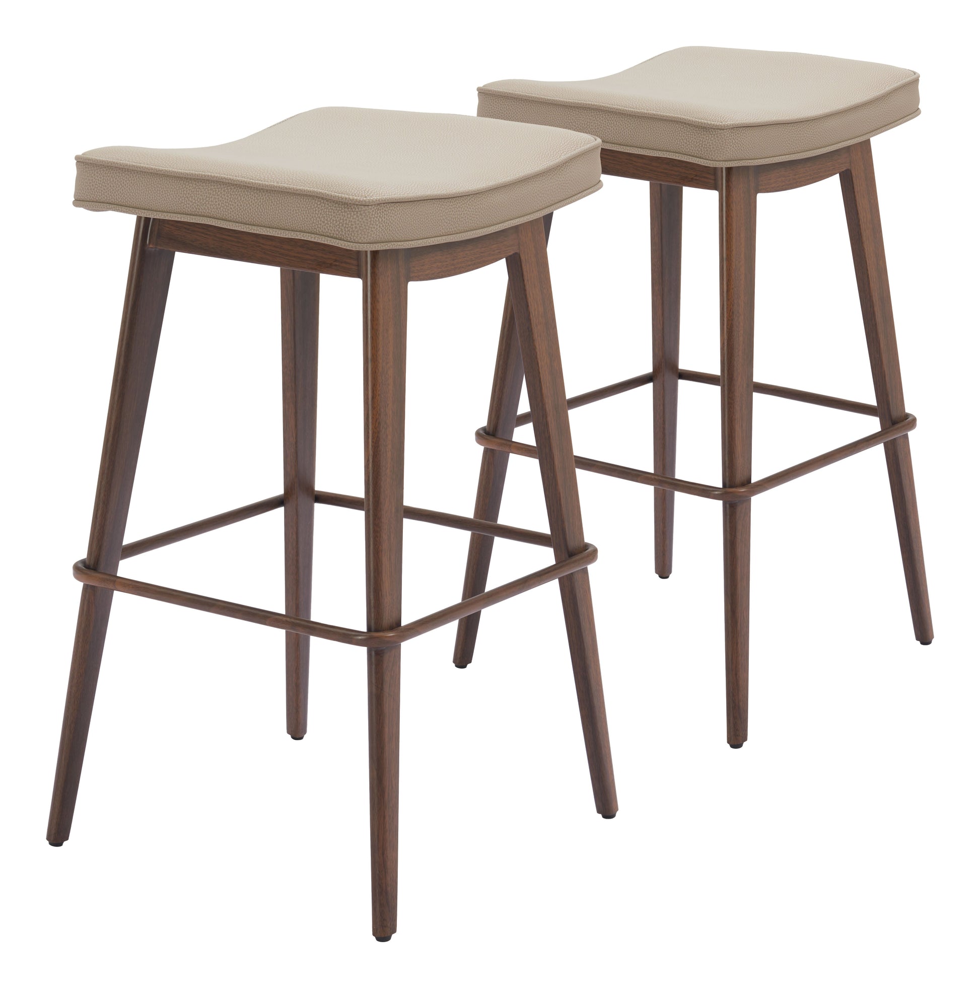 Divat Beige & Walnut Counter Stool (Set of 2) - Ornate Home