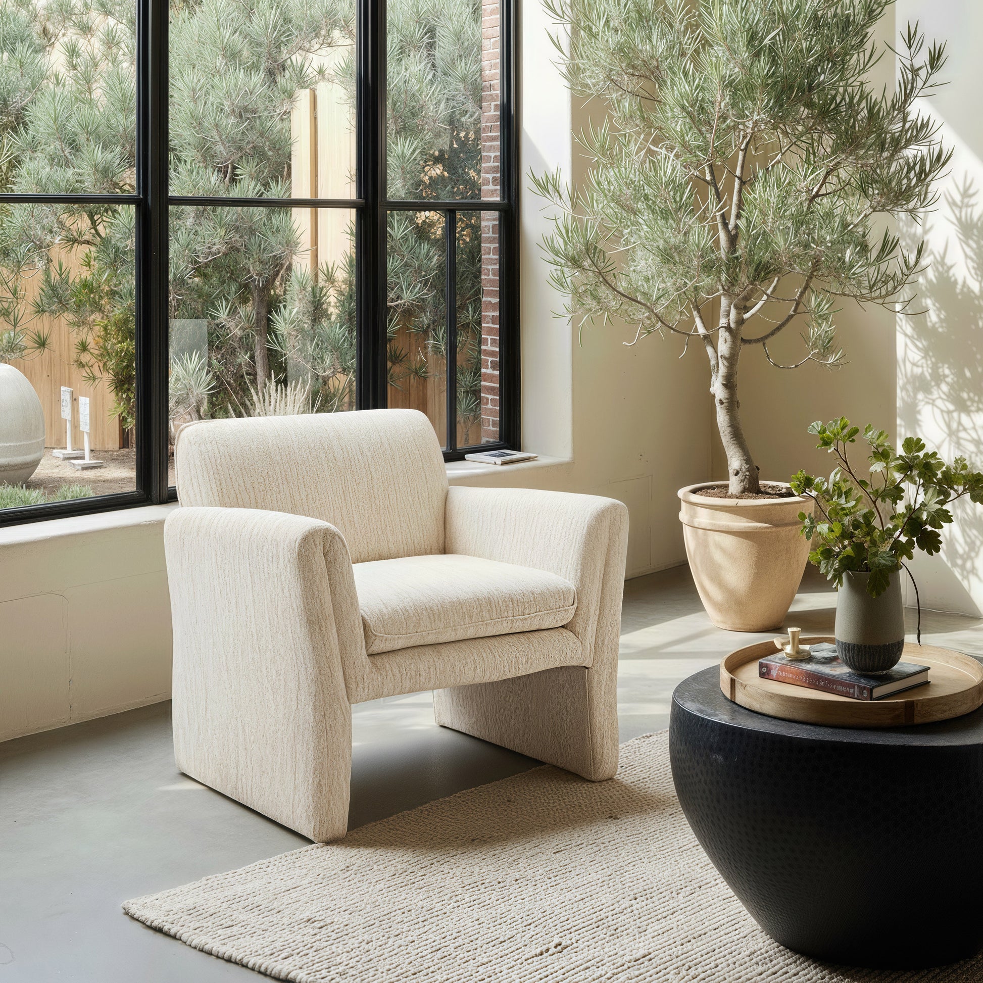 Dobra Oatmeal Beige Accent Chair - Ornate Home