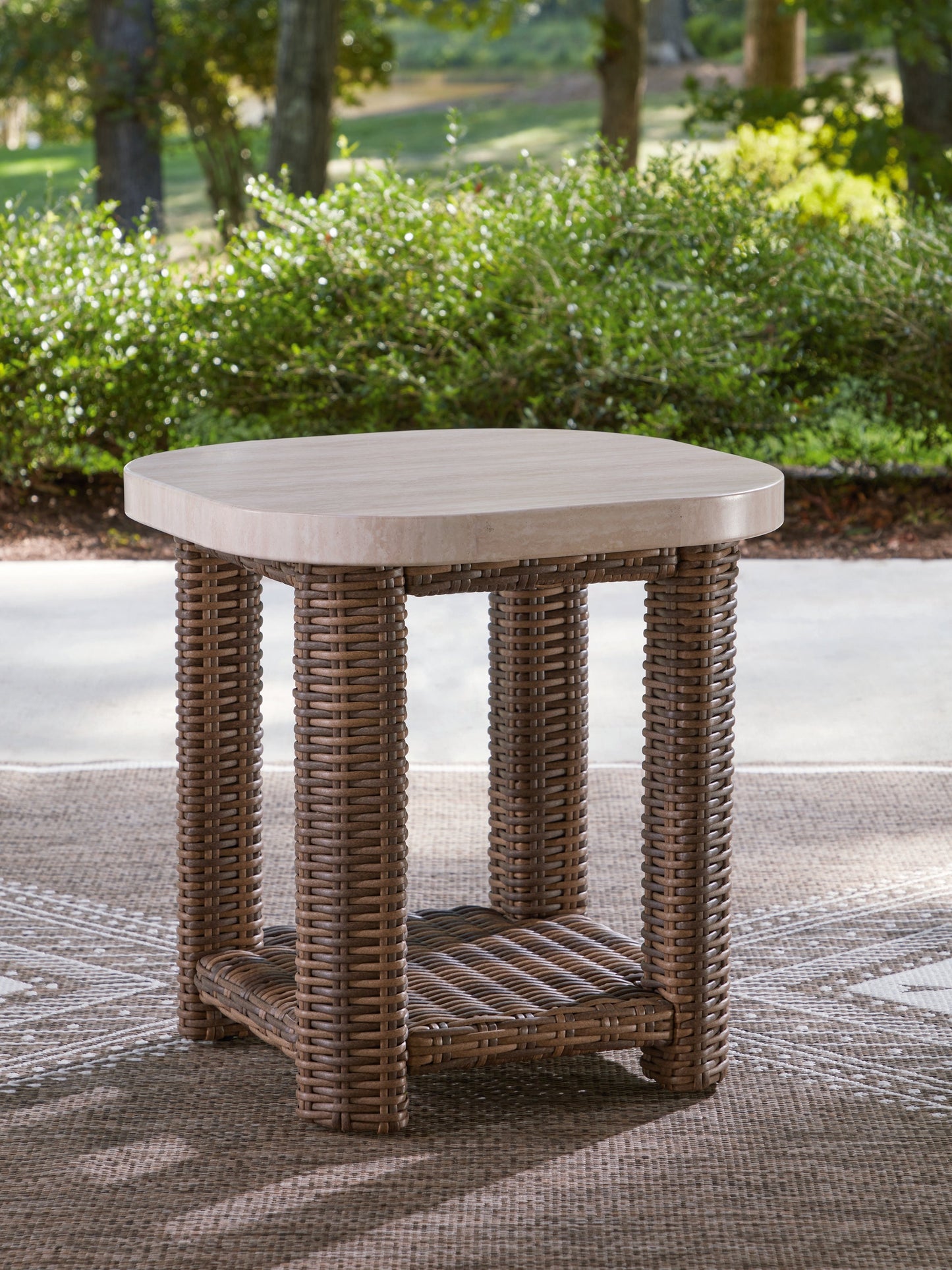 Dolan Creek Beige/Brown Square End Table- Viva Furn